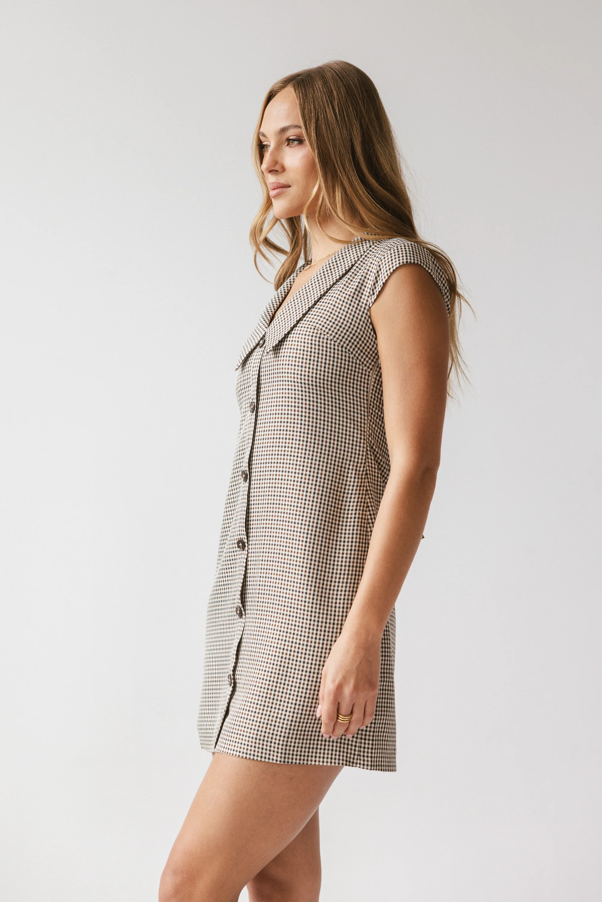 Mckenna Plaid Mini Dress in Burgundy - Image 10