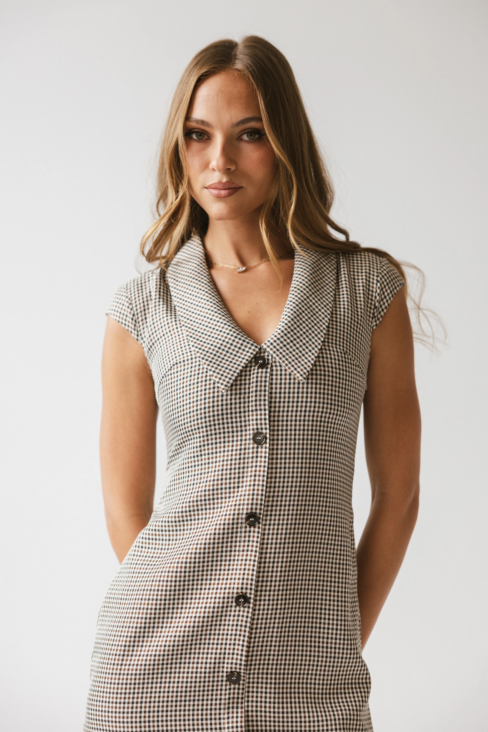 Mckenna Plaid Mini Dress in Burgundy - Image 11