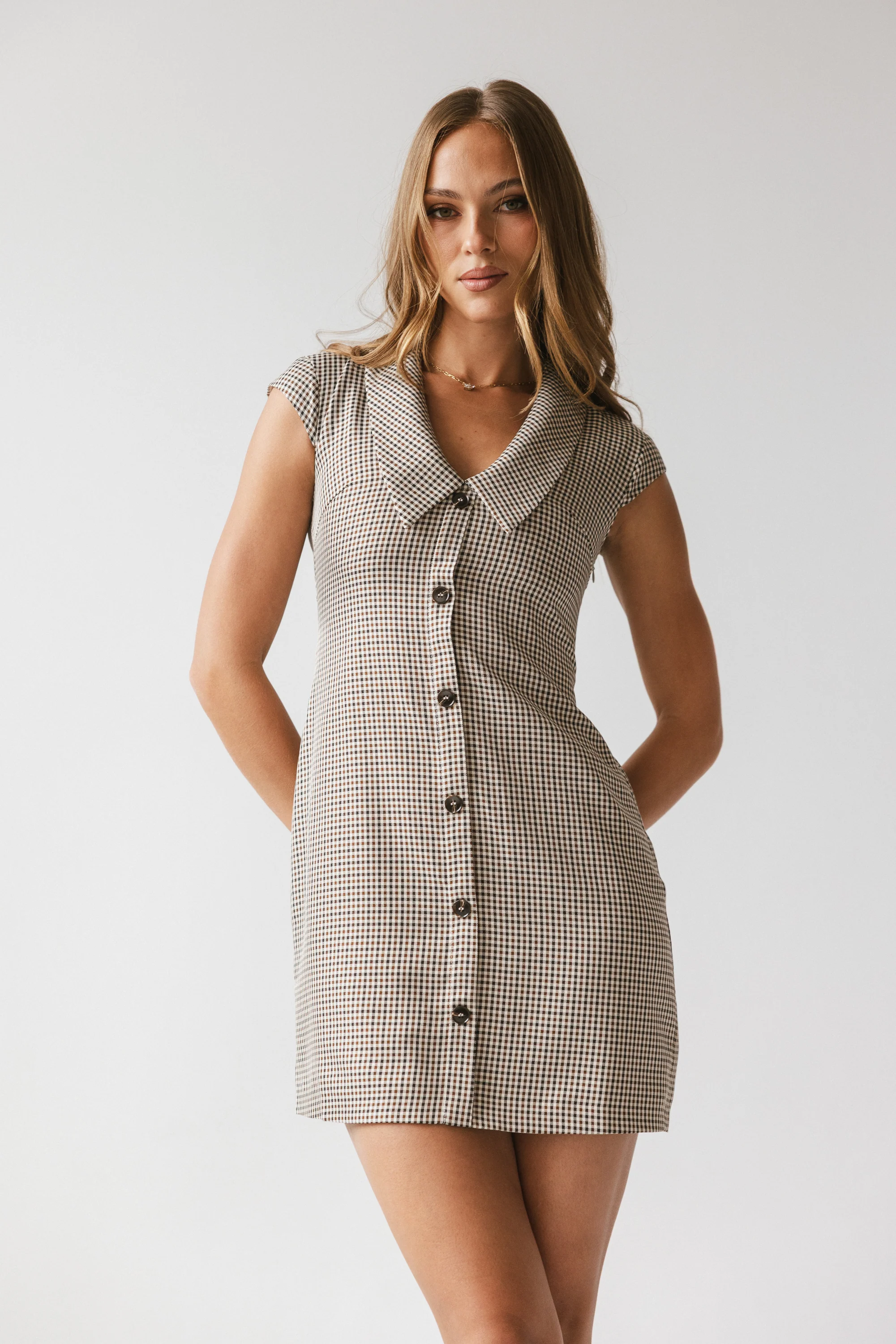 Mckenna Plaid Mini Dress in Burgundy - Image 5