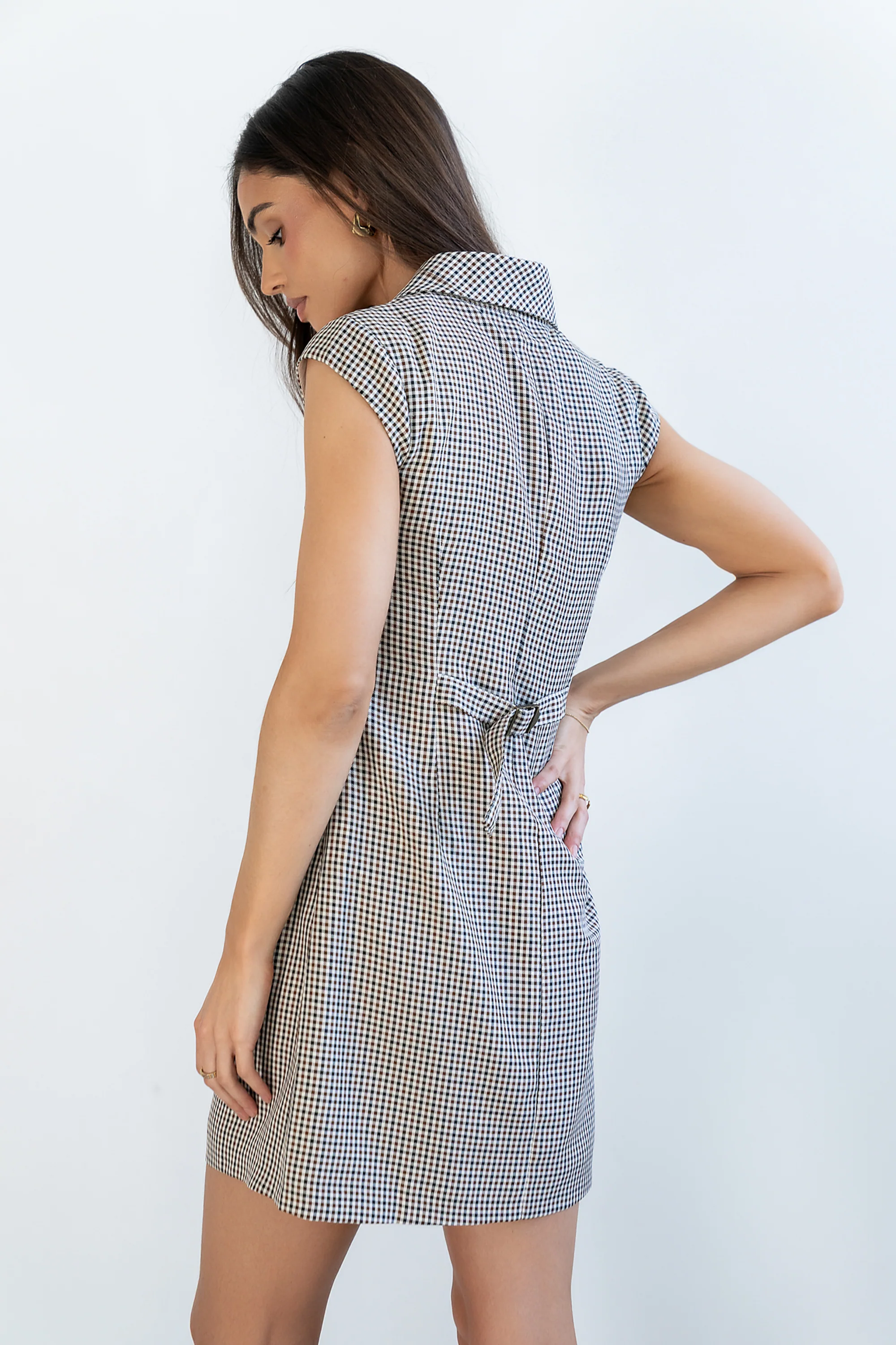 Mckenna Plaid Mini Dress in Burgundy - Image 6