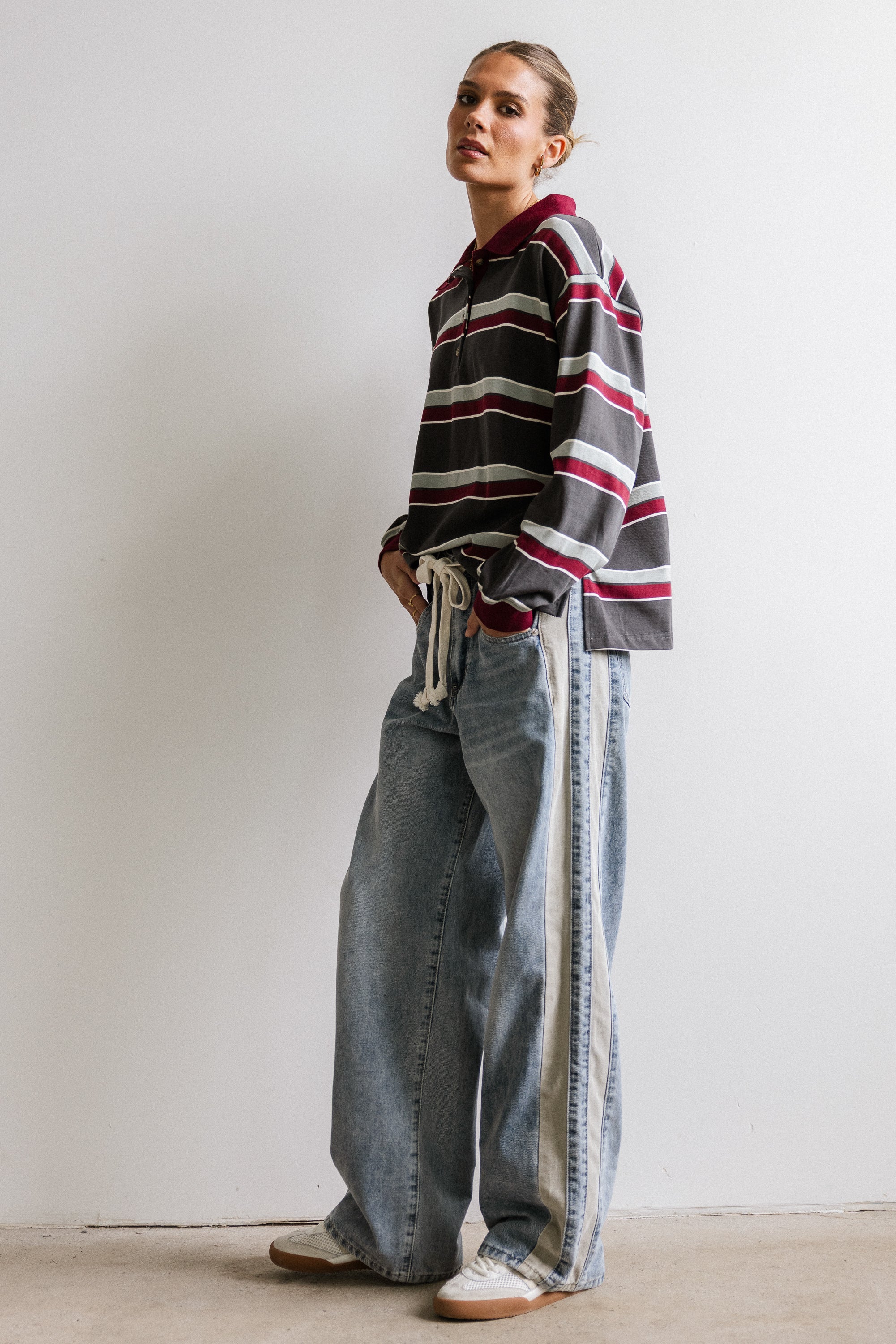Megan Striped Top in Grey - FINAL SALE - Image 2