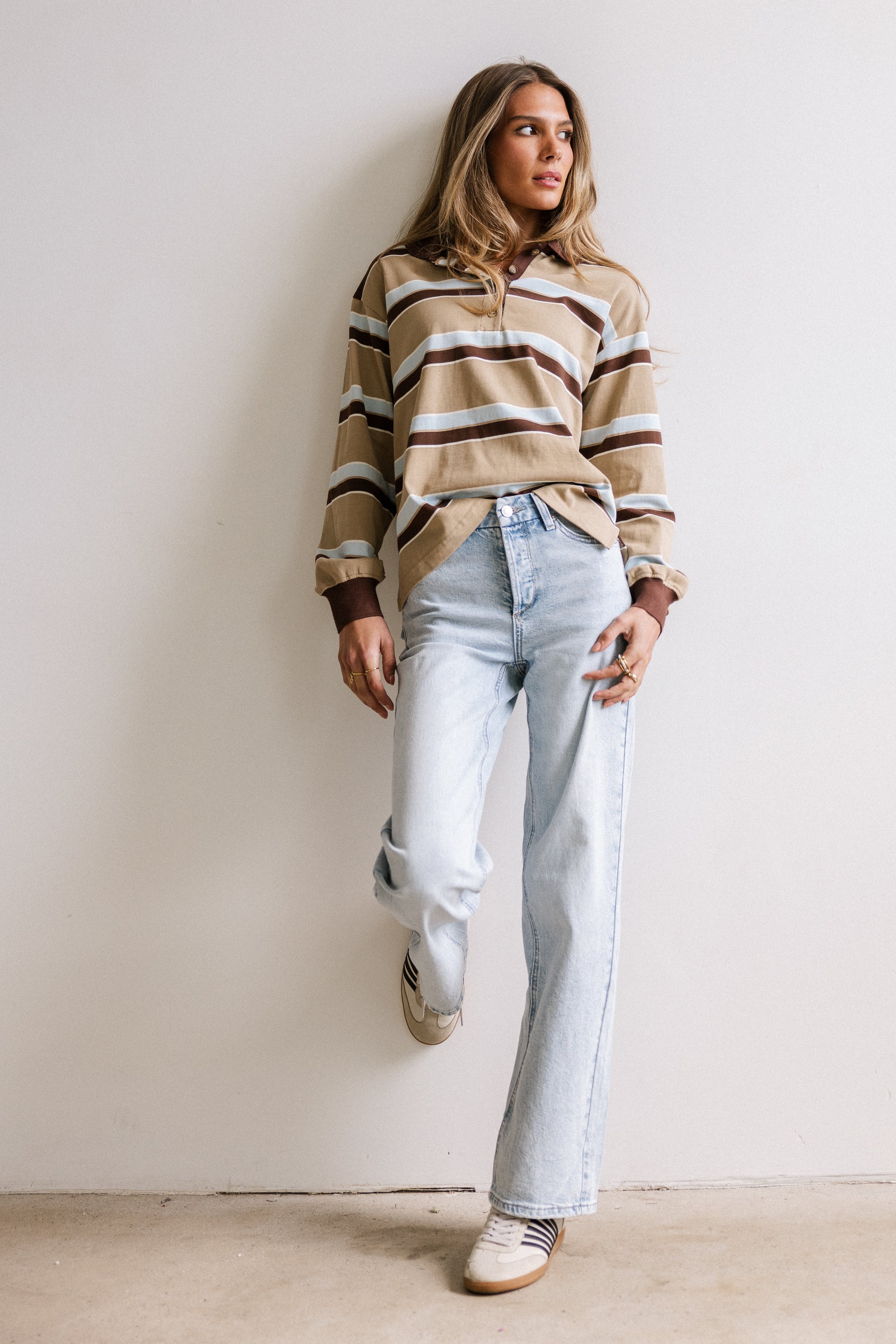 Megan Striped Top in Taupe - FINAL SALE - Image 4