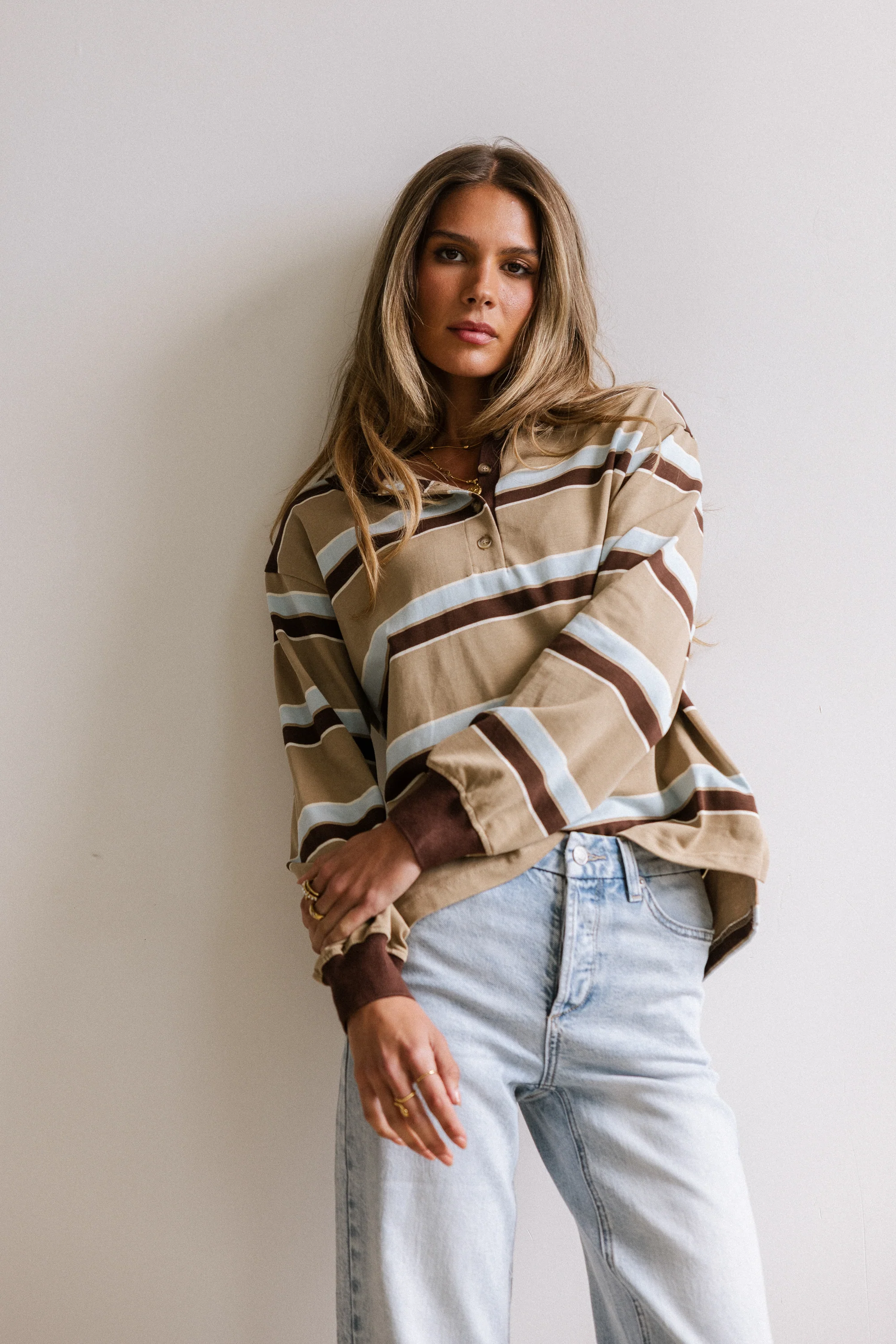 Megan Striped Top in Taupe - FINAL SALE - Image 6