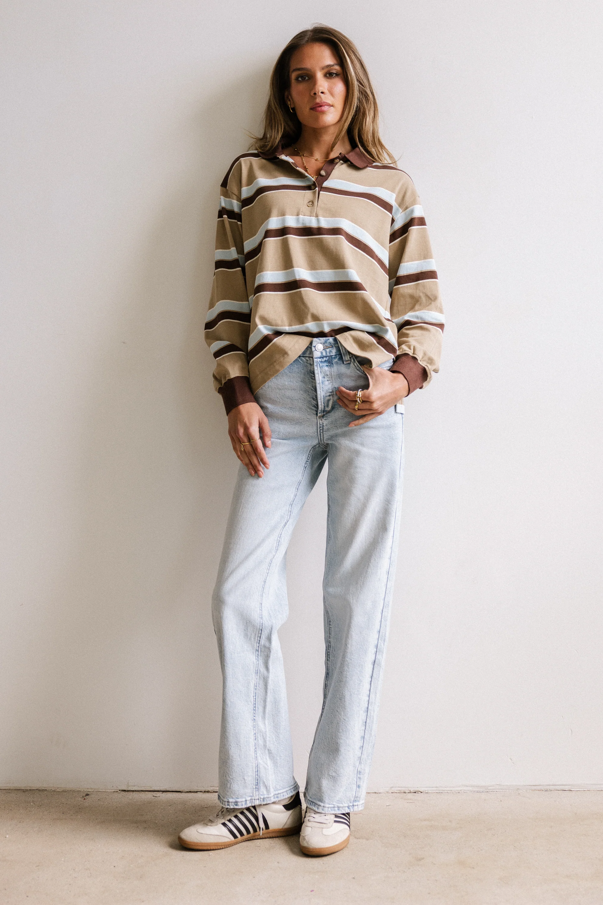 Megan Striped Top in Taupe - FINAL SALE - Image 7