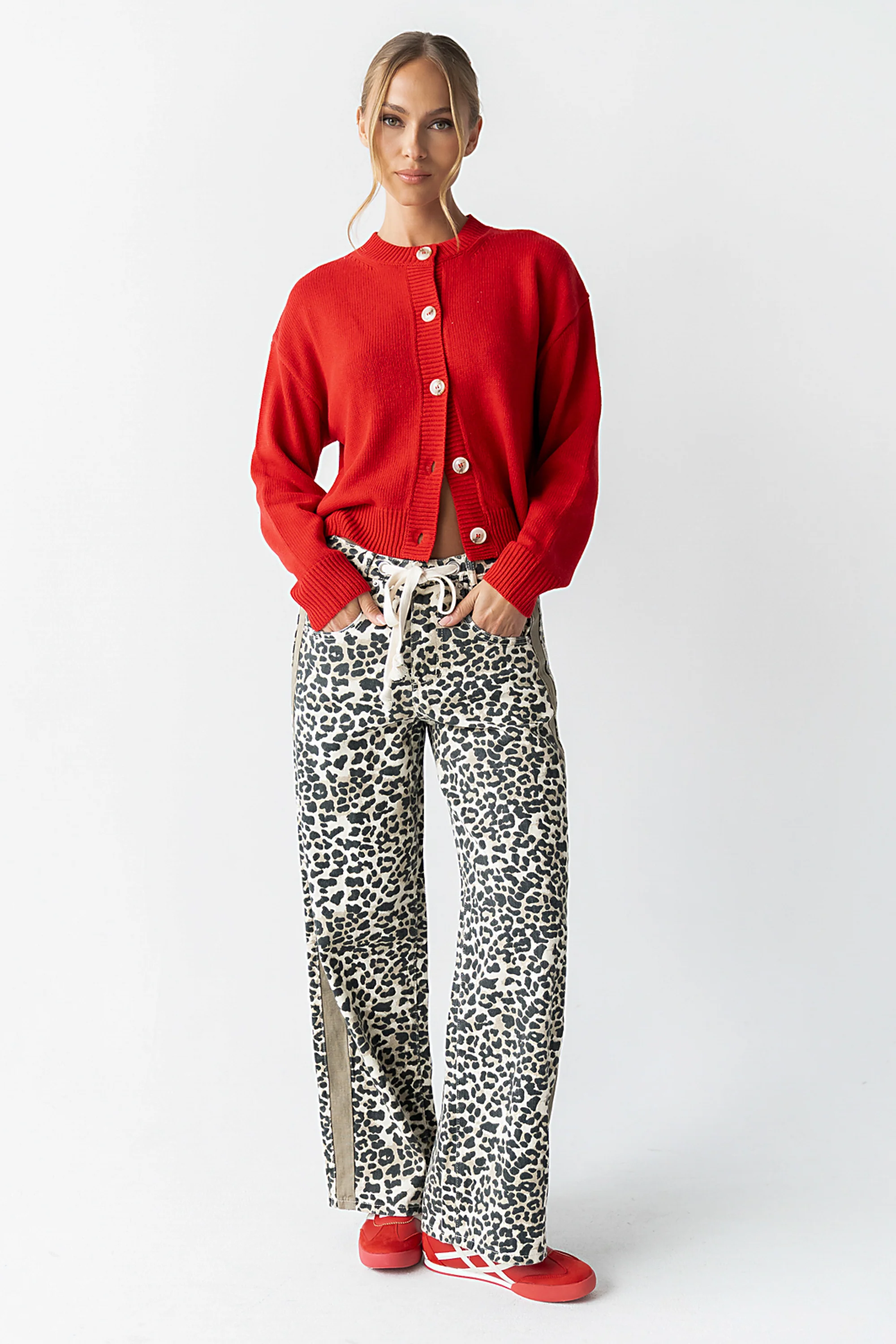 Mellanie Two Toned Baggy Jeans in Leopard - Image 5