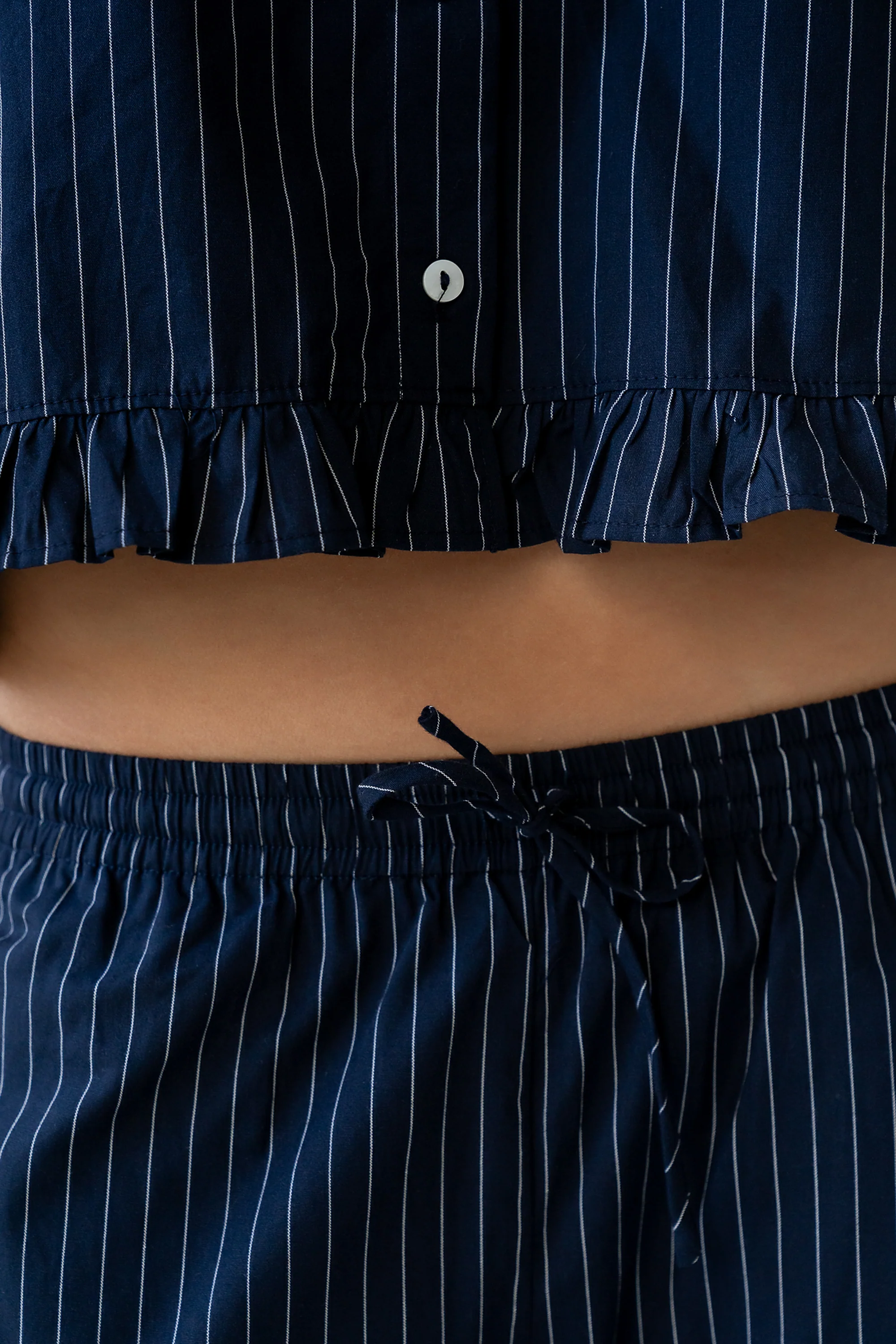 Melody Pinstripe Blouse in Navy - FINAL SALE - Image 3