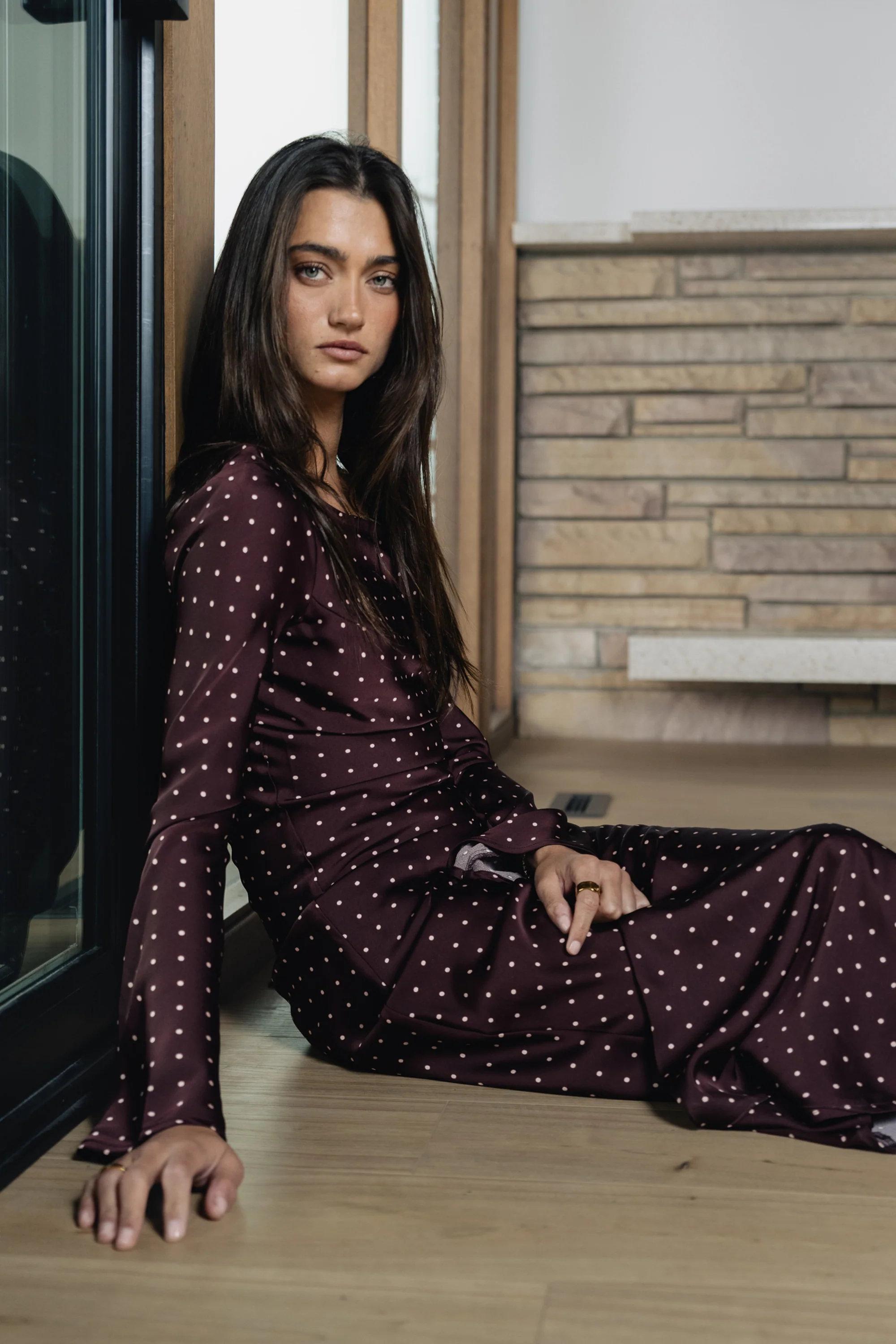 Melody Ultra Maxi Dress in Burgundy - Image 3