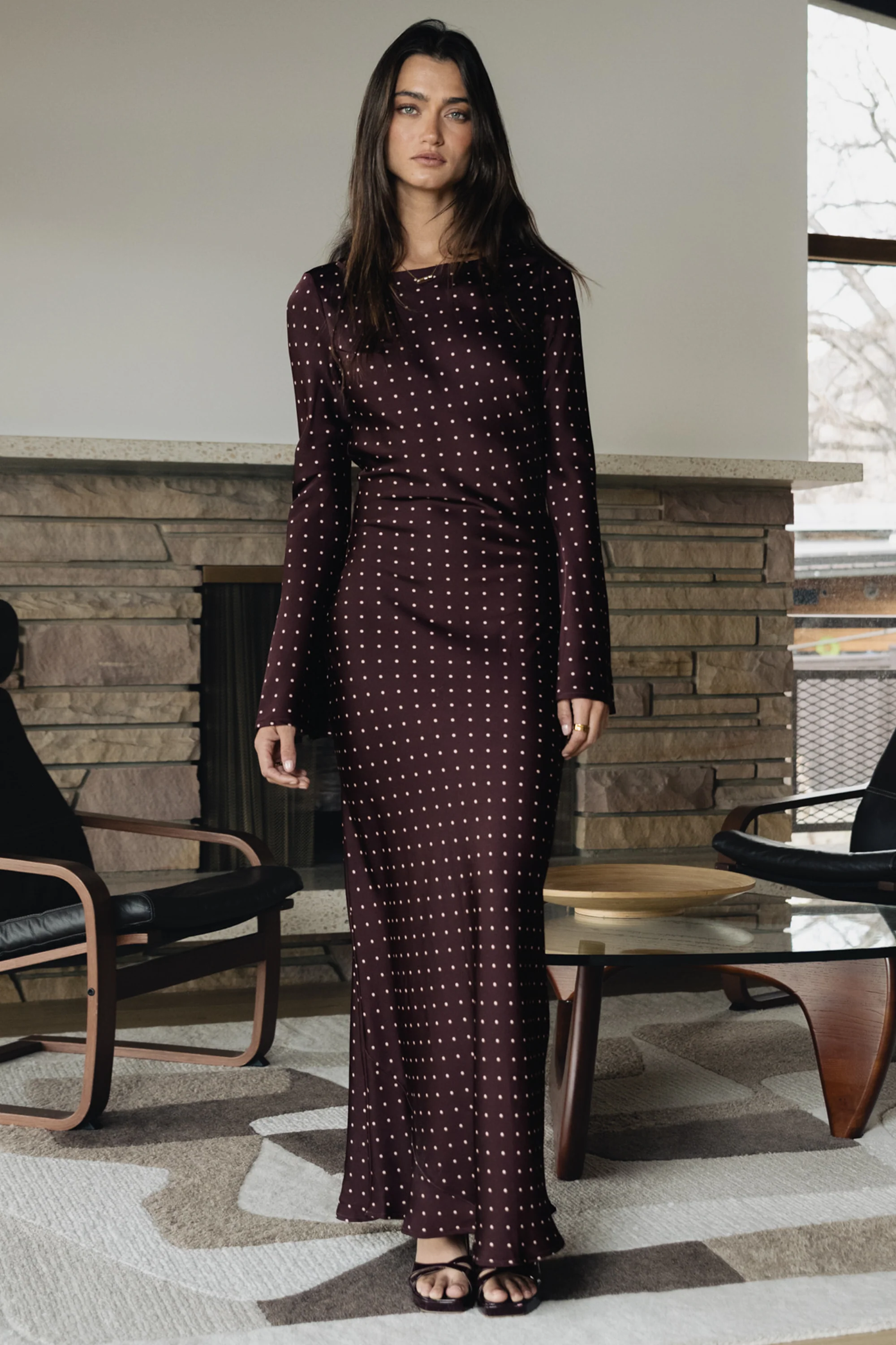 Melody Ultra Maxi Dress in Burgundy - Image 4