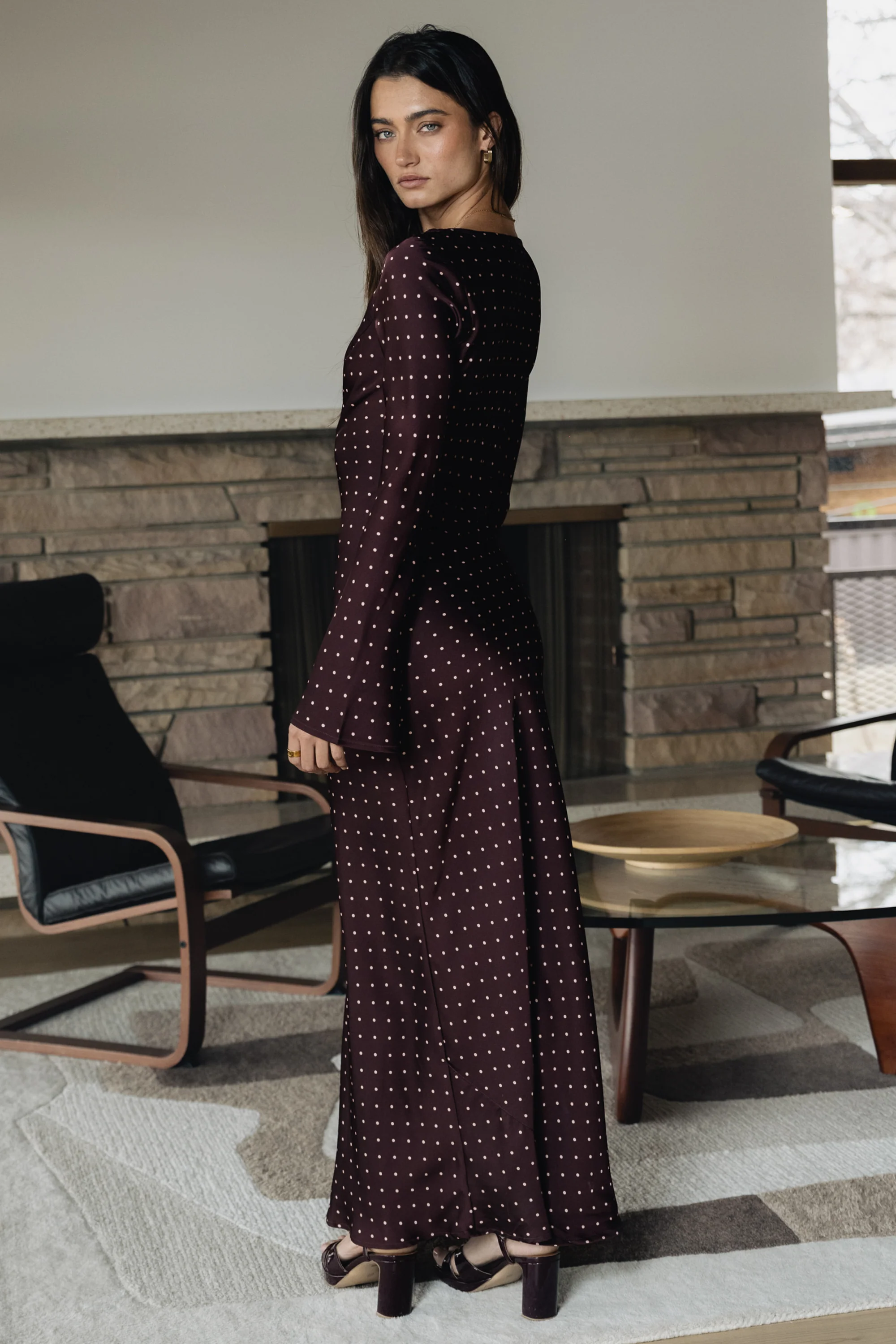 Melody Ultra Maxi Dress in Burgundy - Image 5
