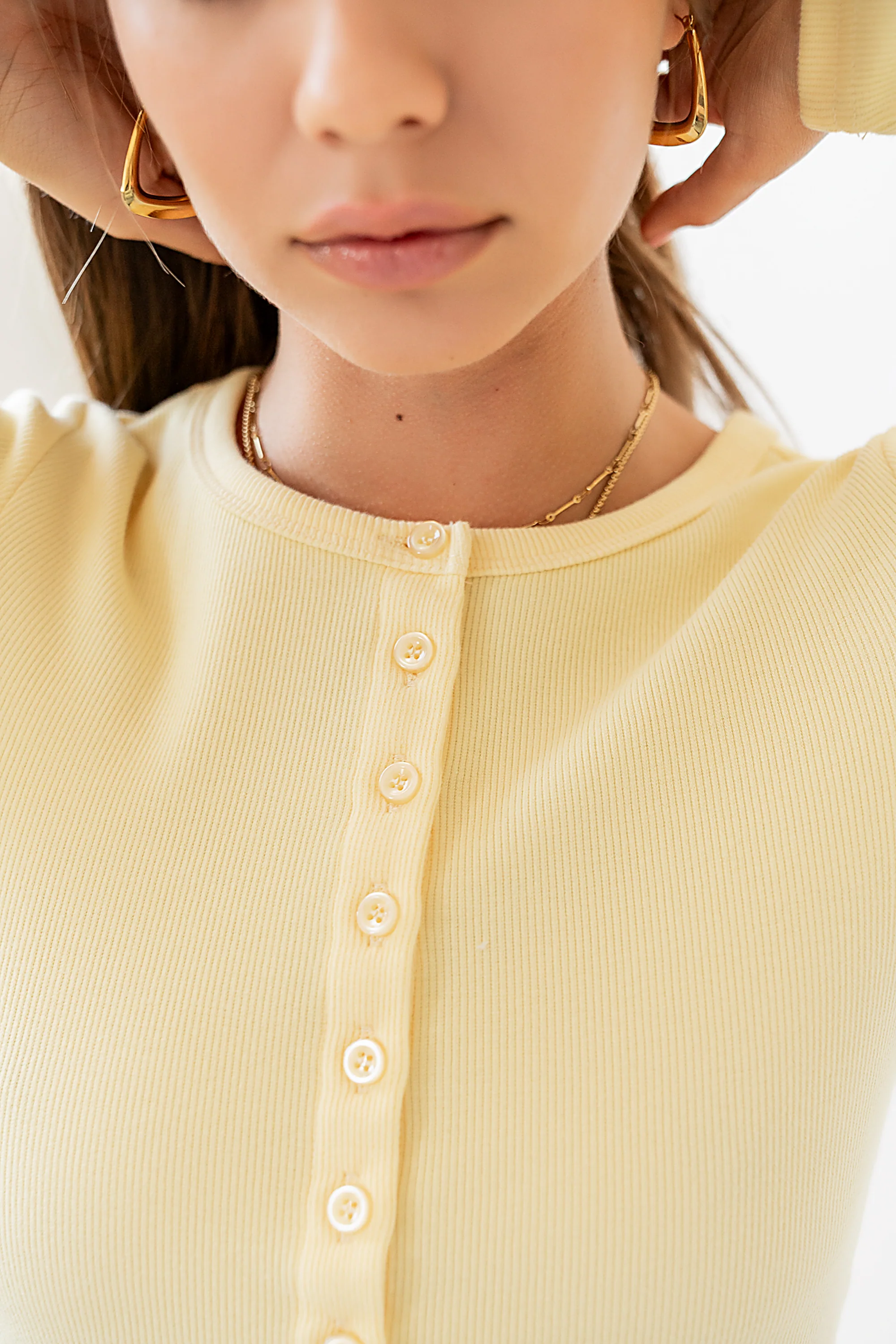 Mia Button Up Top in Yellow - FINAL SALE - Image 5