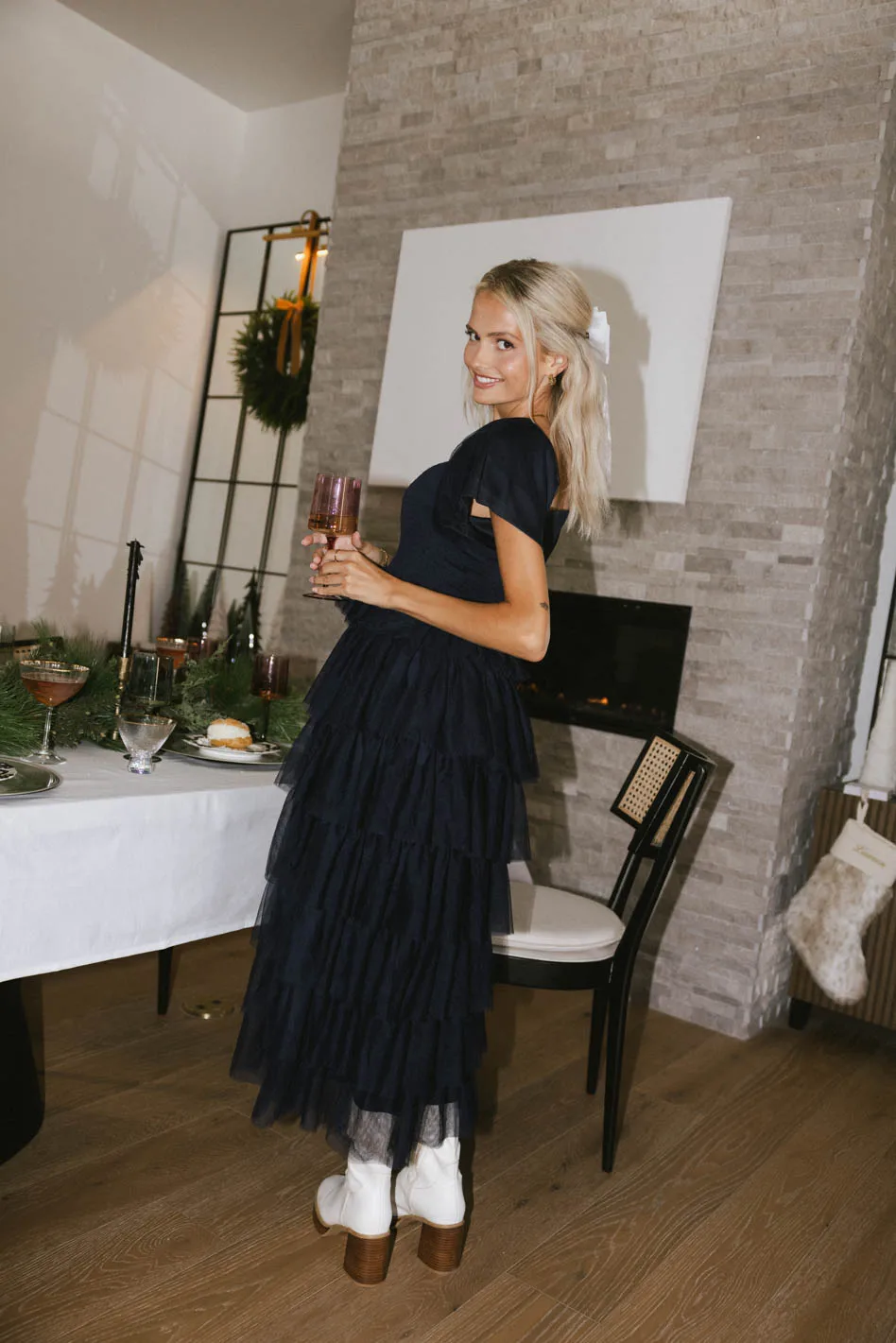 Mia Tulle Maxi Dress in Navy - FINAL SALE - Image 4