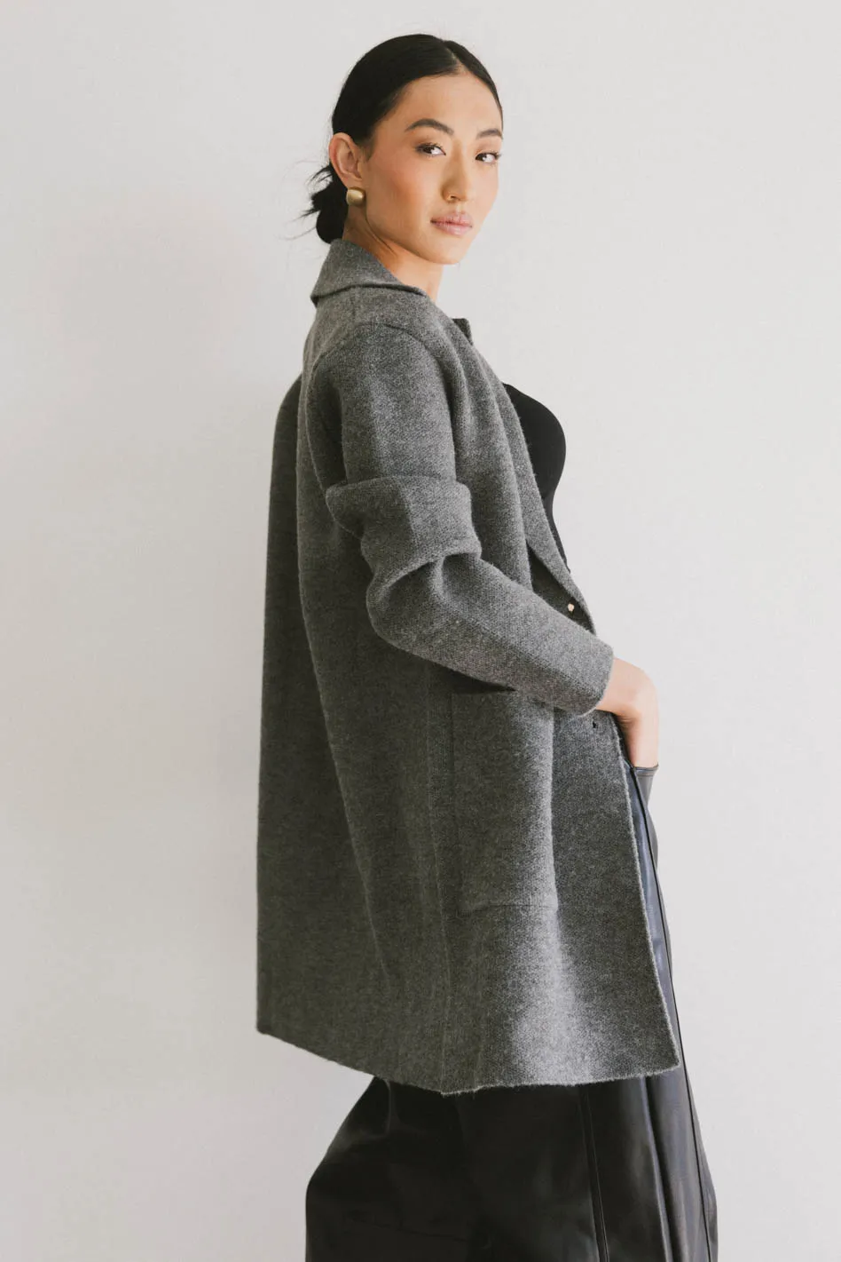 Micha Knitted Cardigan in Charcoal - FINAL SALE