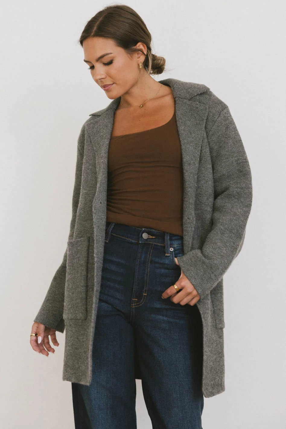 Micha Knitted Cardigan in Charcoal - FINAL SALE - Image 4