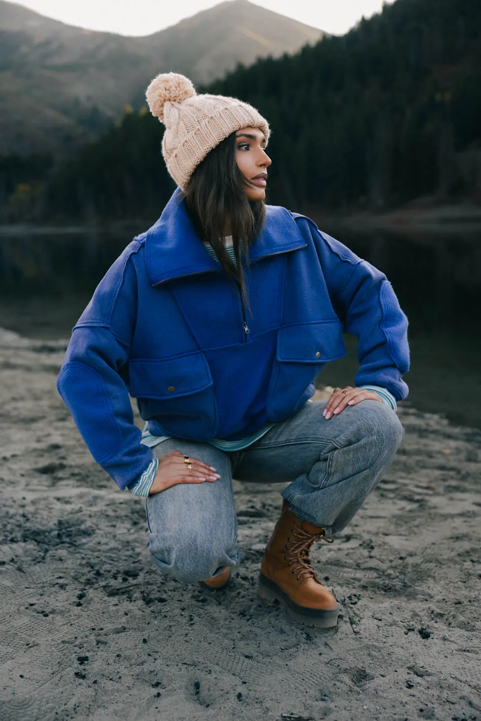 Mickey Half Zip Sweatshirt in Blue - FINAL SALE - Image 2