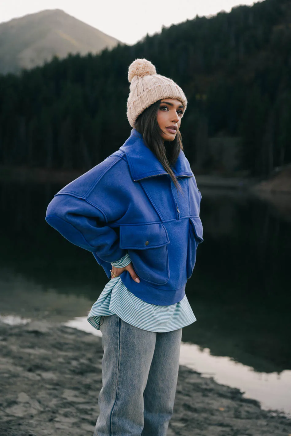 Mickey Half Zip Sweatshirt in Blue - FINAL SALE - Image 3
