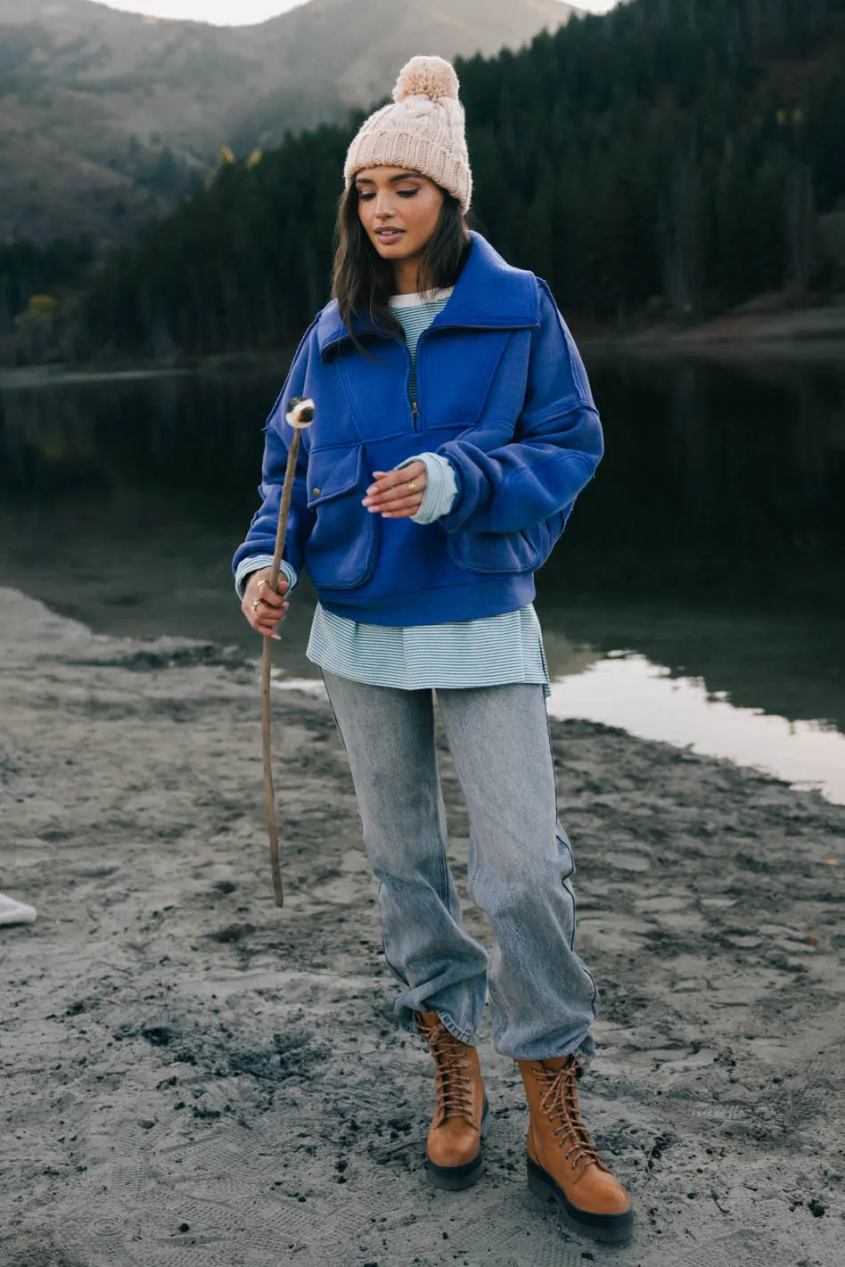Mickey Half Zip Sweatshirt in Blue - FINAL SALE - Image 5
