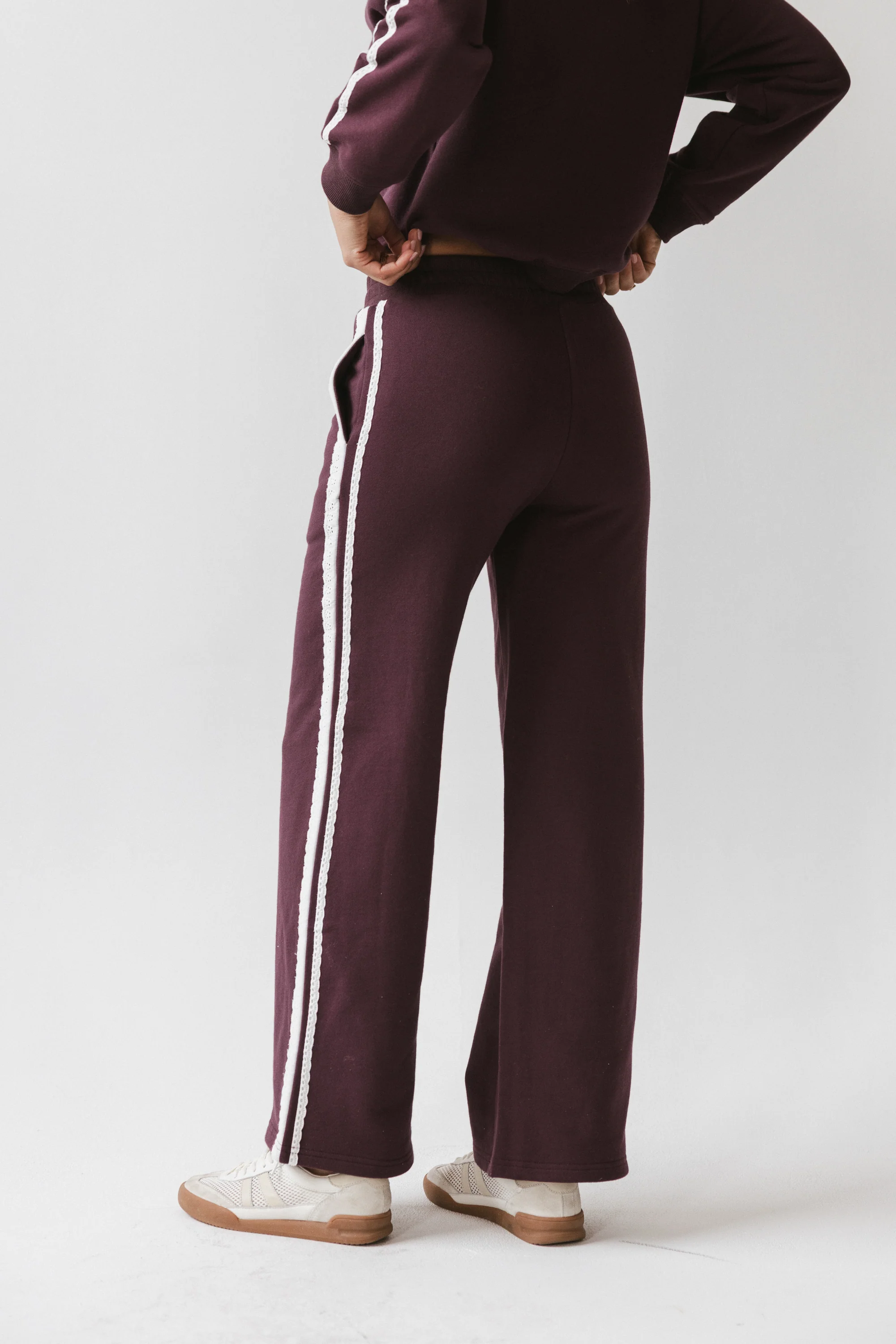 Mickey Wide Leg Jogger in Burgundy - FINAL SALE - Image 10