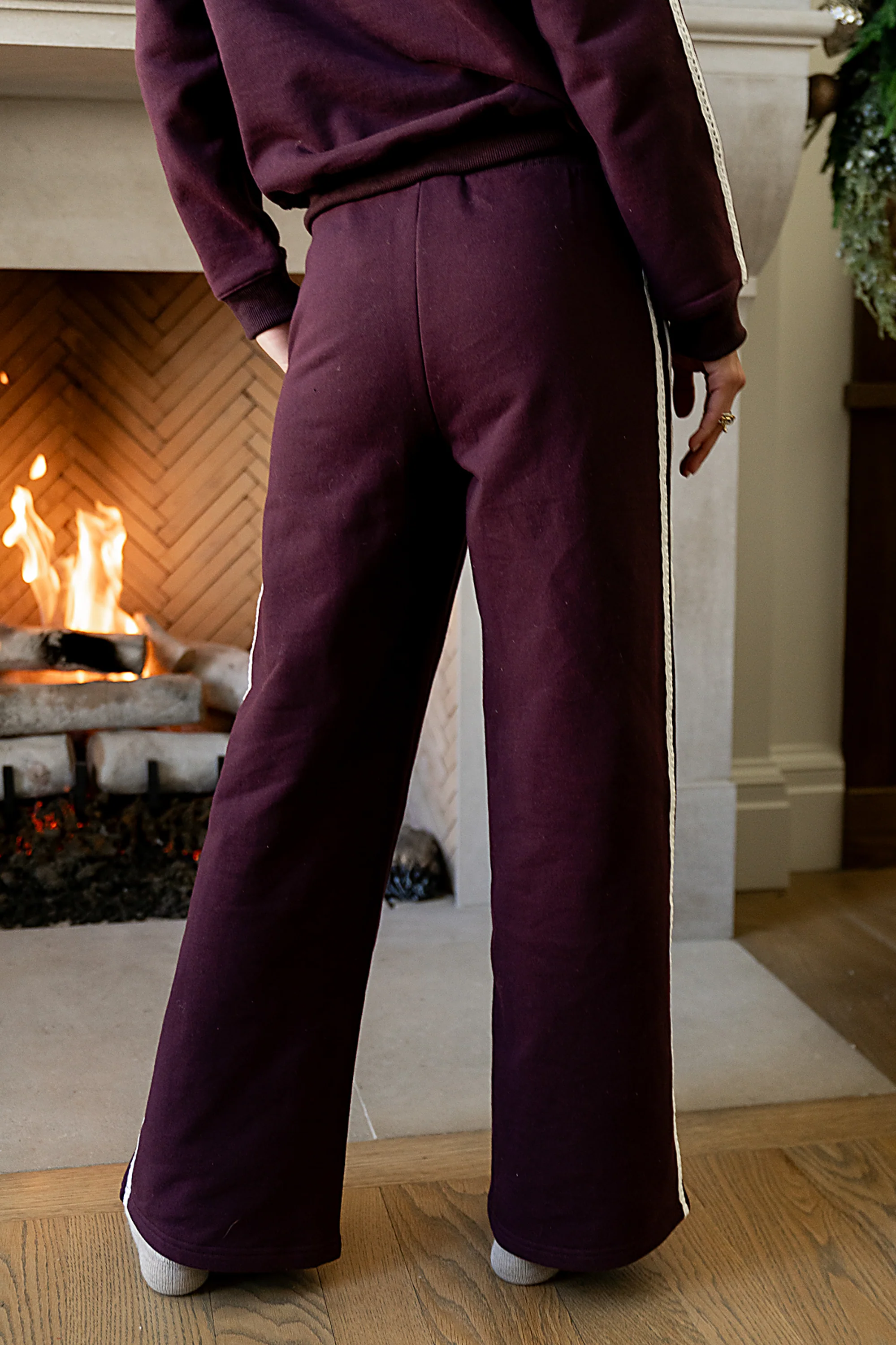 Mickey Wide Leg Jogger in Burgundy - FINAL SALE - Image 5