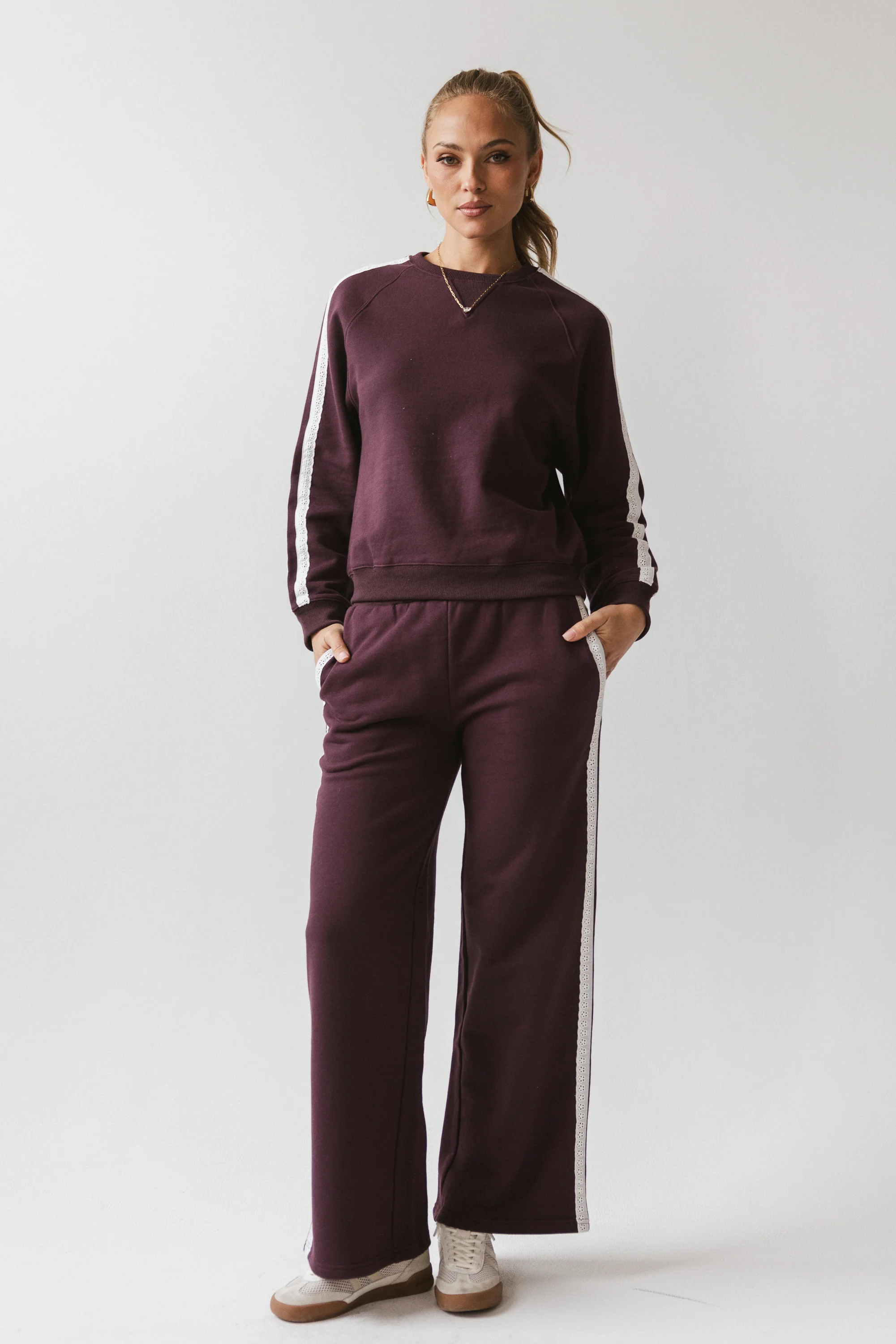Mickey Wide Leg Jogger in Burgundy - FINAL SALE - Image 8