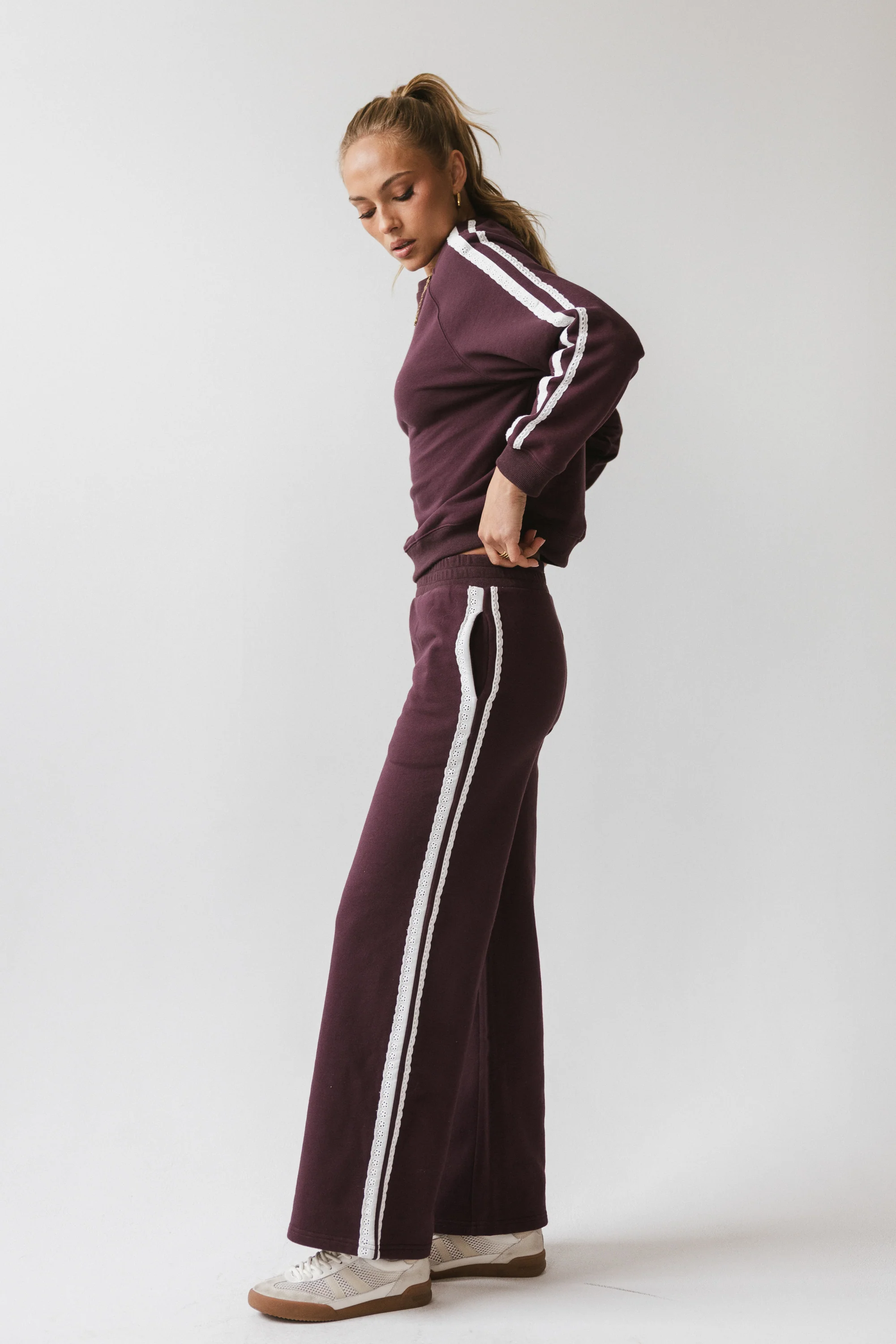 Mickey Wide Leg Jogger in Burgundy - FINAL SALE - Image 9