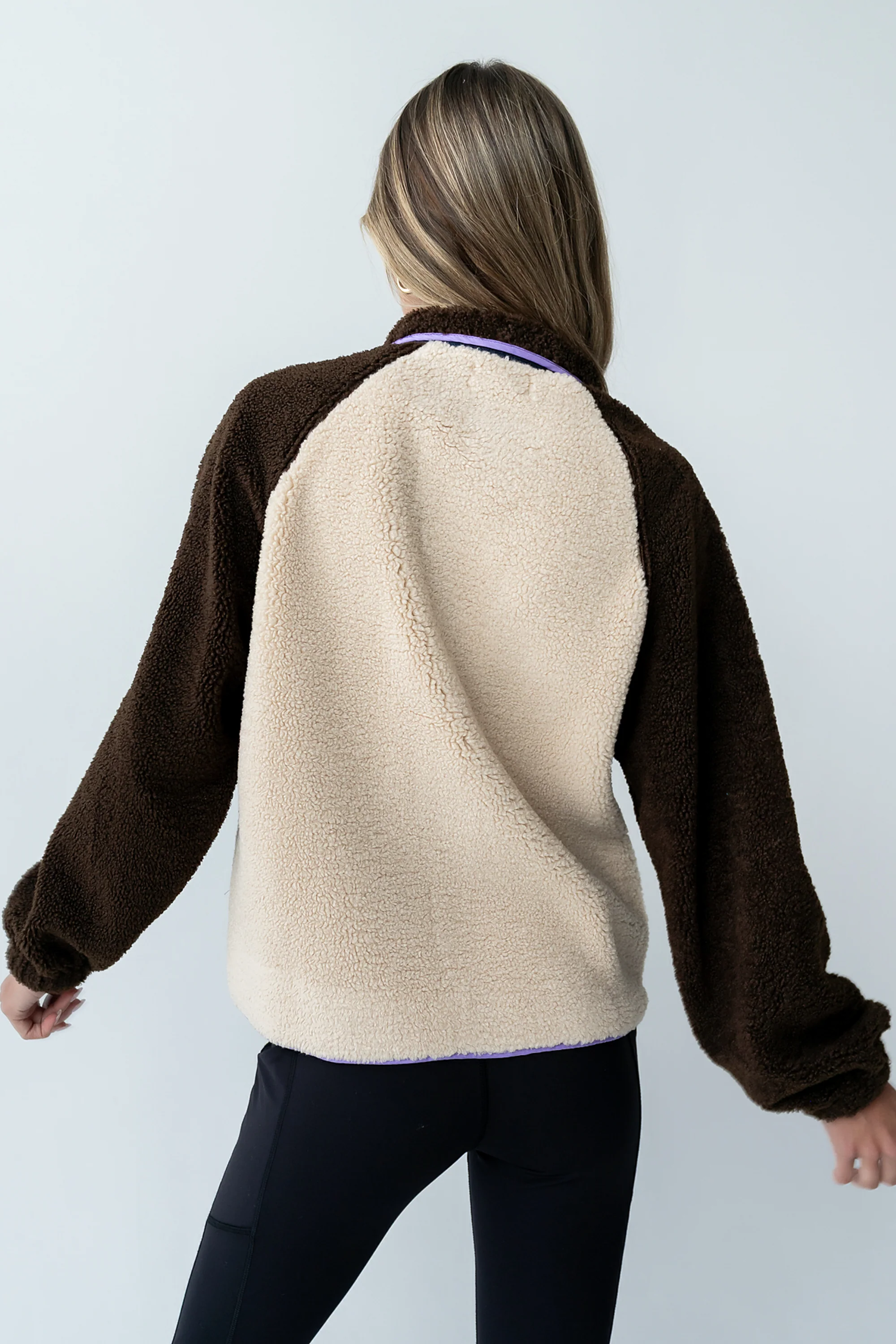 Milana Sherpa Pullover in Brown - Image 3