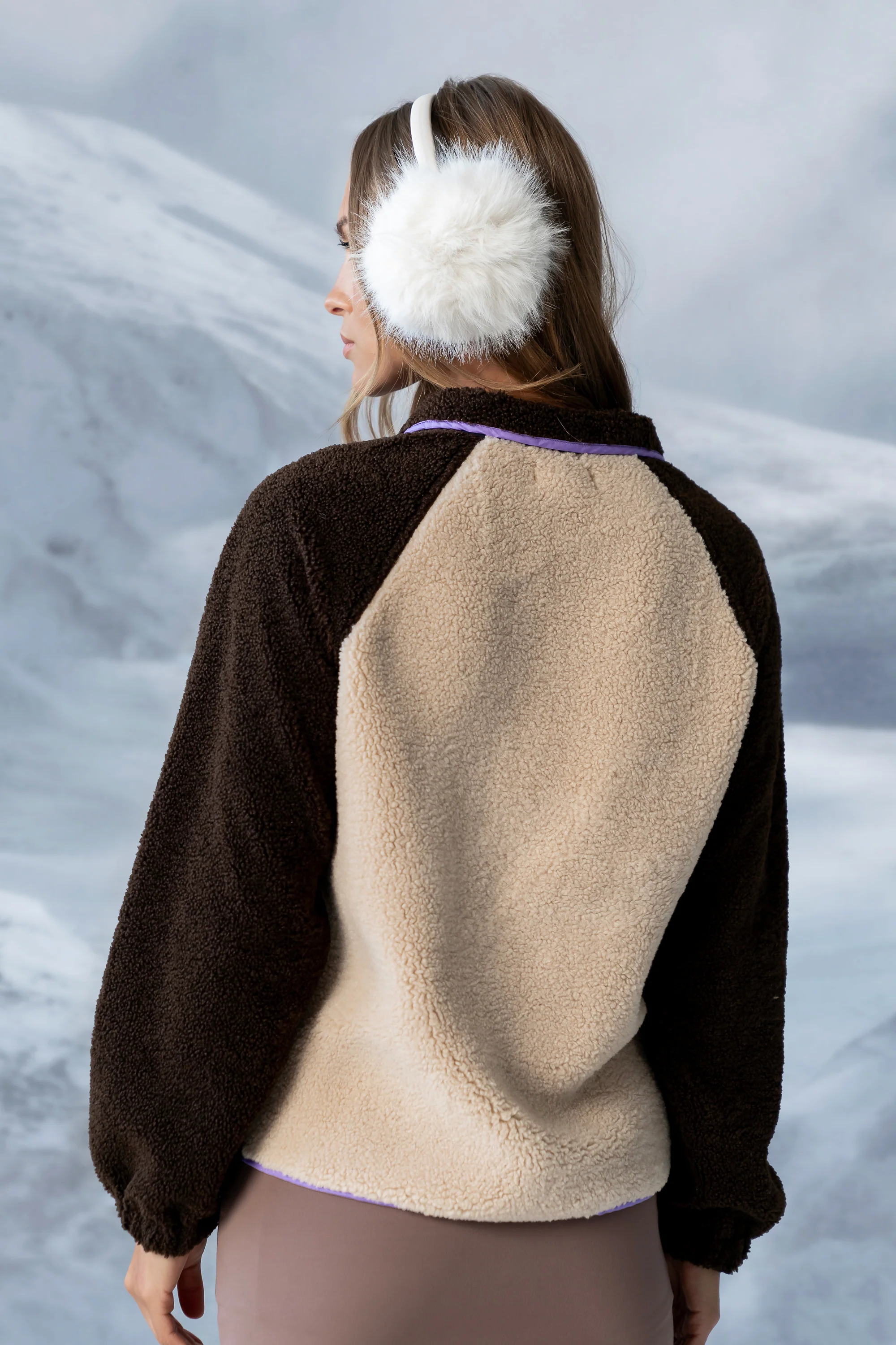 Milana Sherpa Pullover in Brown - Image 6