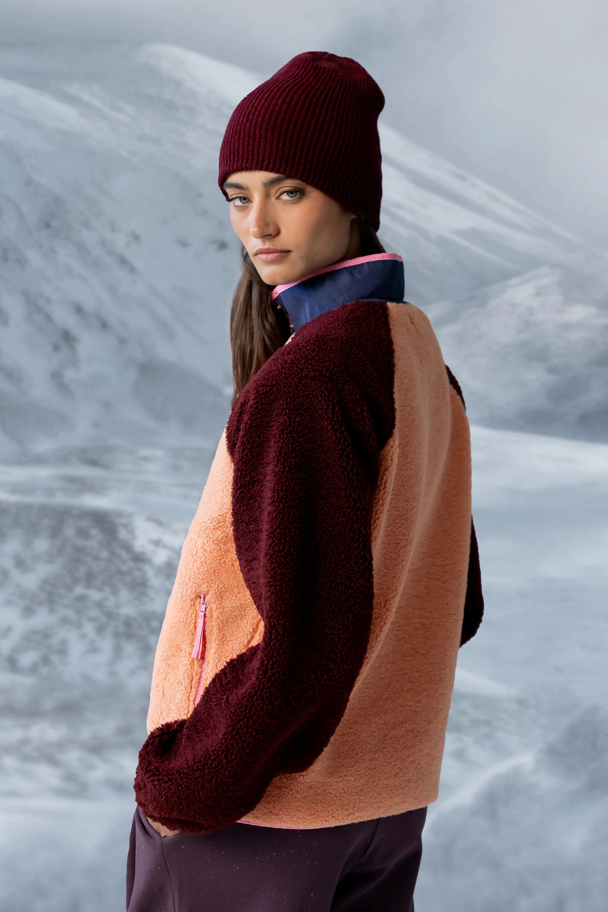 Milana Sherpa Pullover in Orange - Image 2