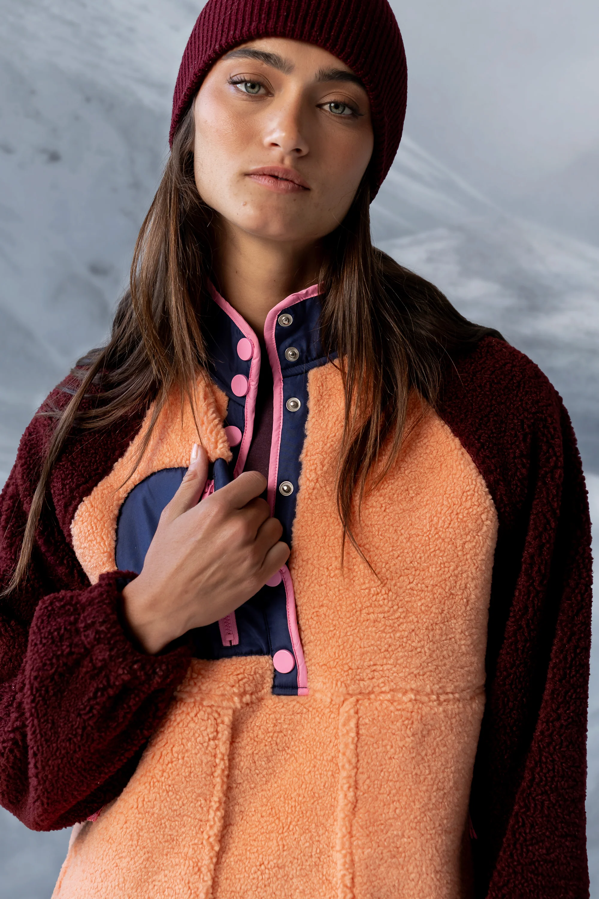 Milana Sherpa Pullover in Orange - Image 4