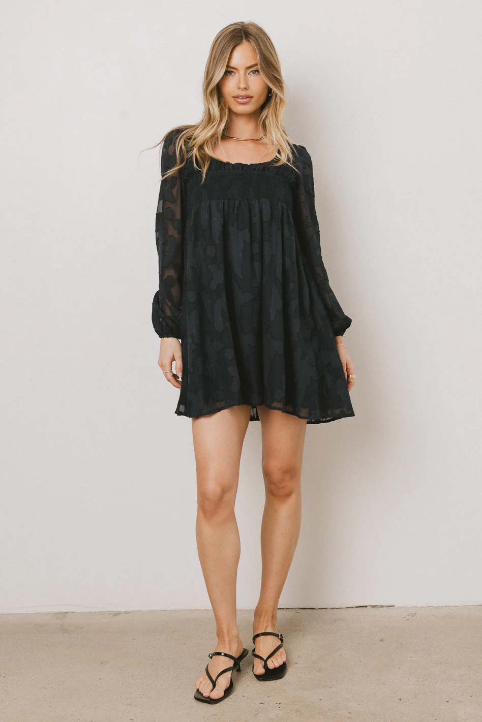 Miles Smocked Mini Dress in Navy - FINAL SALE - Image 2