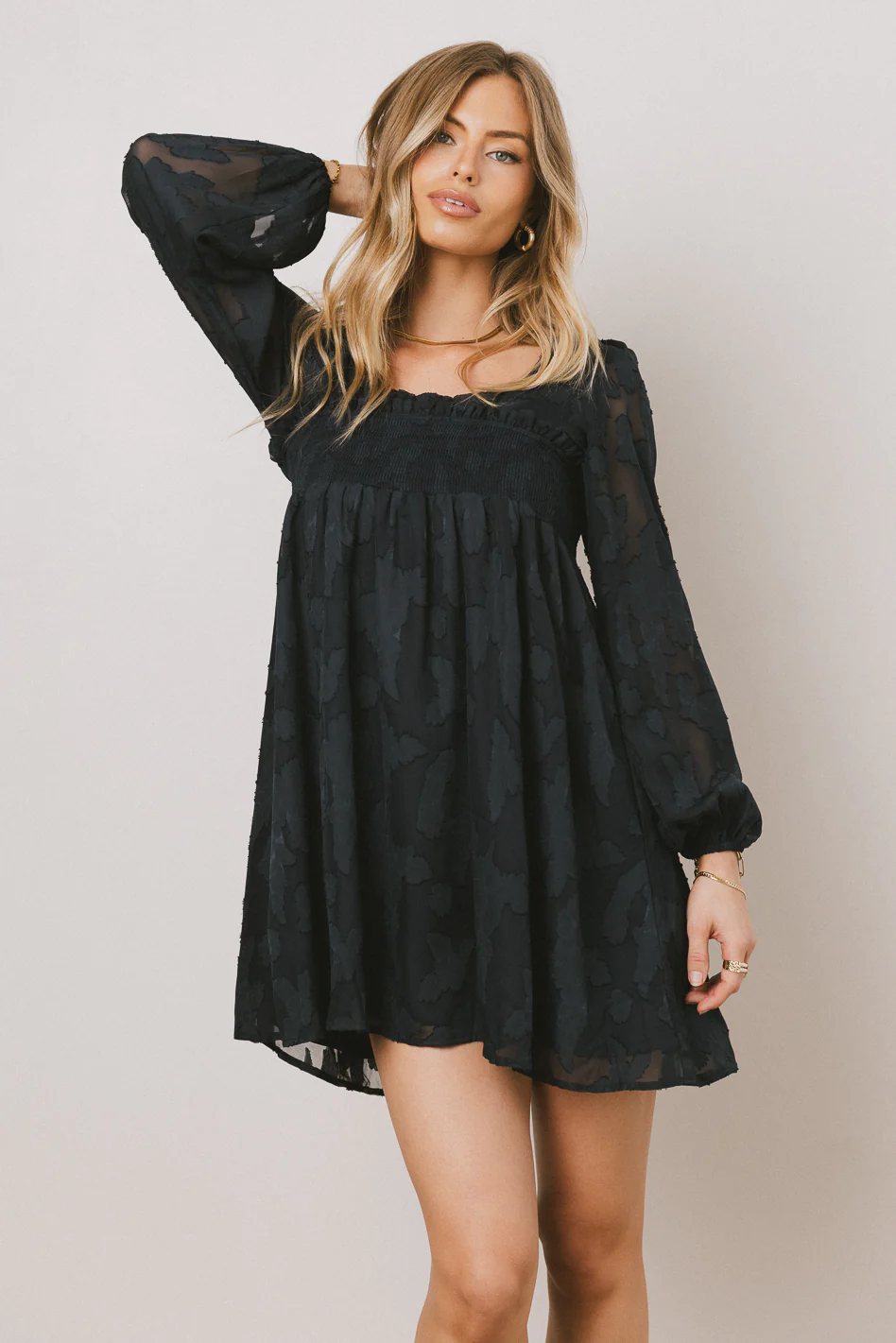 Miles Smocked Mini Dress in Navy - FINAL SALE - Image 4