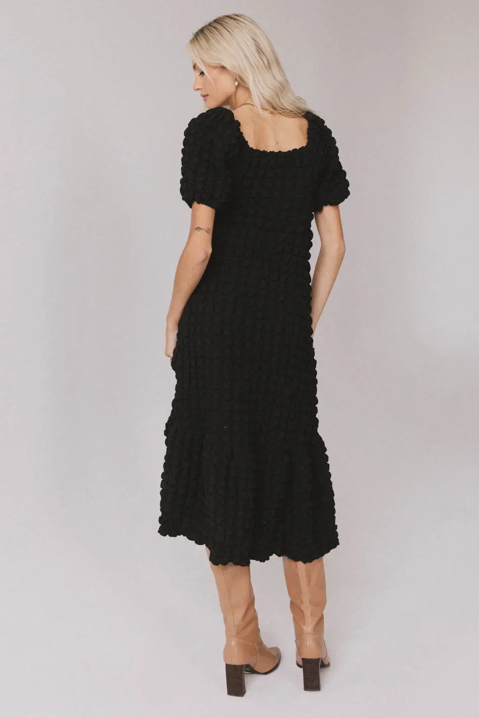 Miley Bubble Texture Dress in Black - FINAL SALE - Image 2