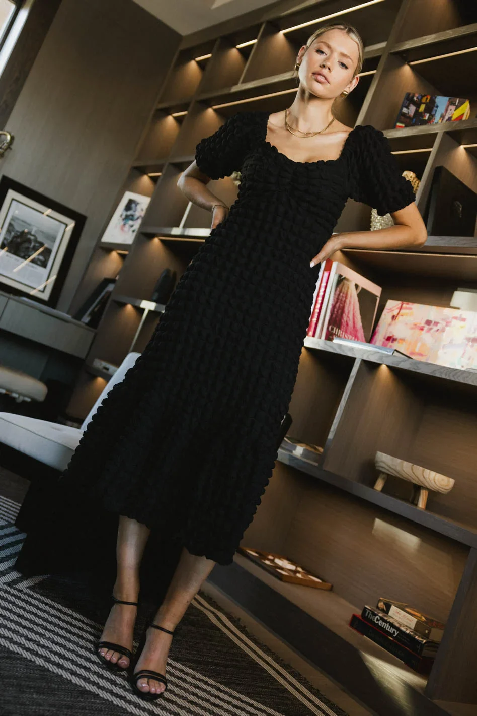 Miley Bubble Texture Dress in Black - FINAL SALE - Image 3
