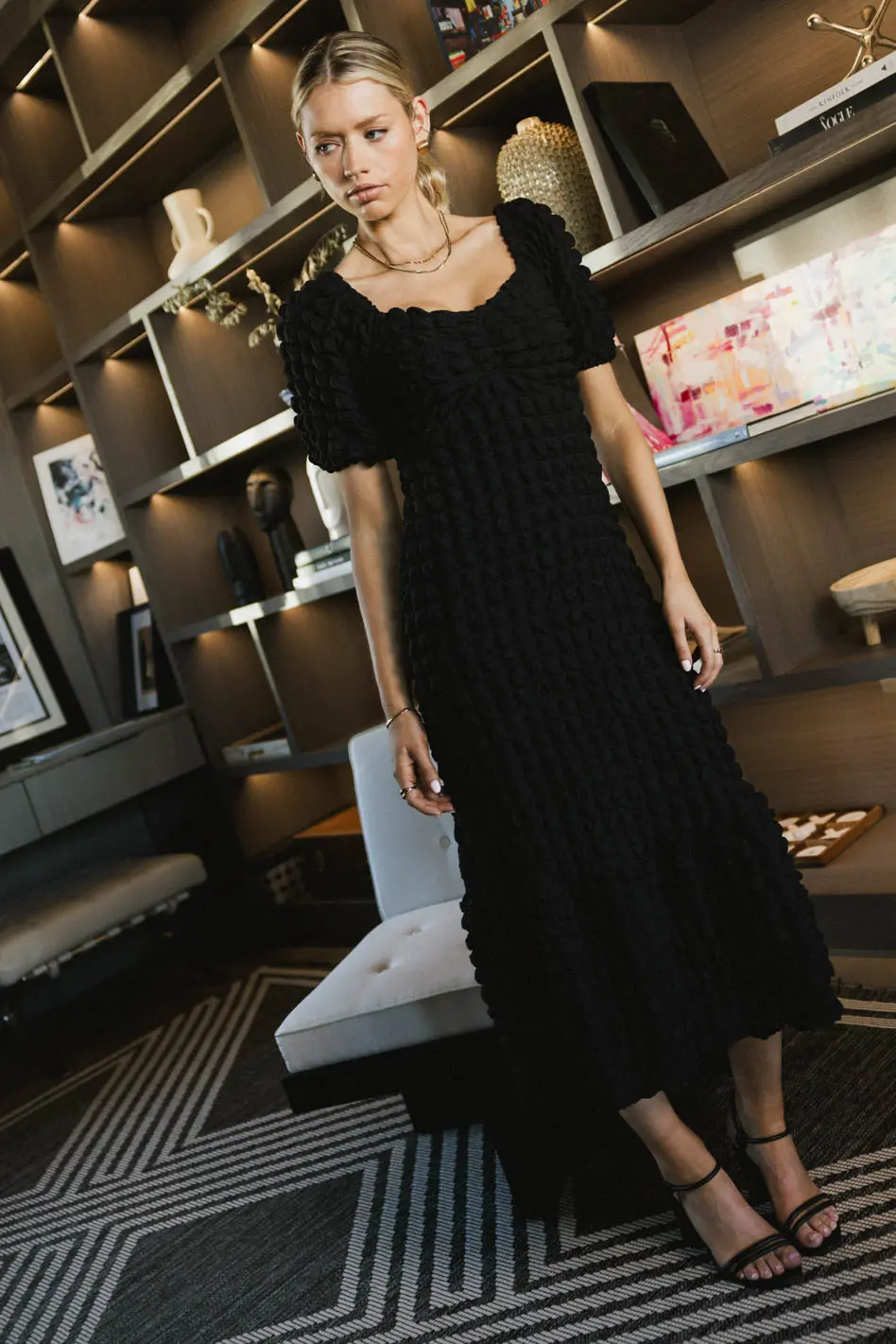Miley Bubble Texture Dress in Black - FINAL SALE - Image 7