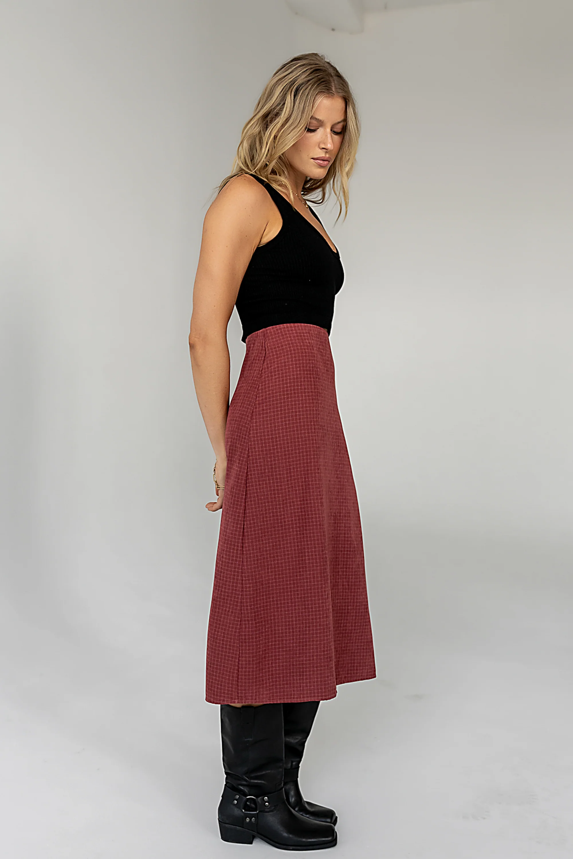Miley Midi Skirt in Maroon - FINAL SALE - Image 4