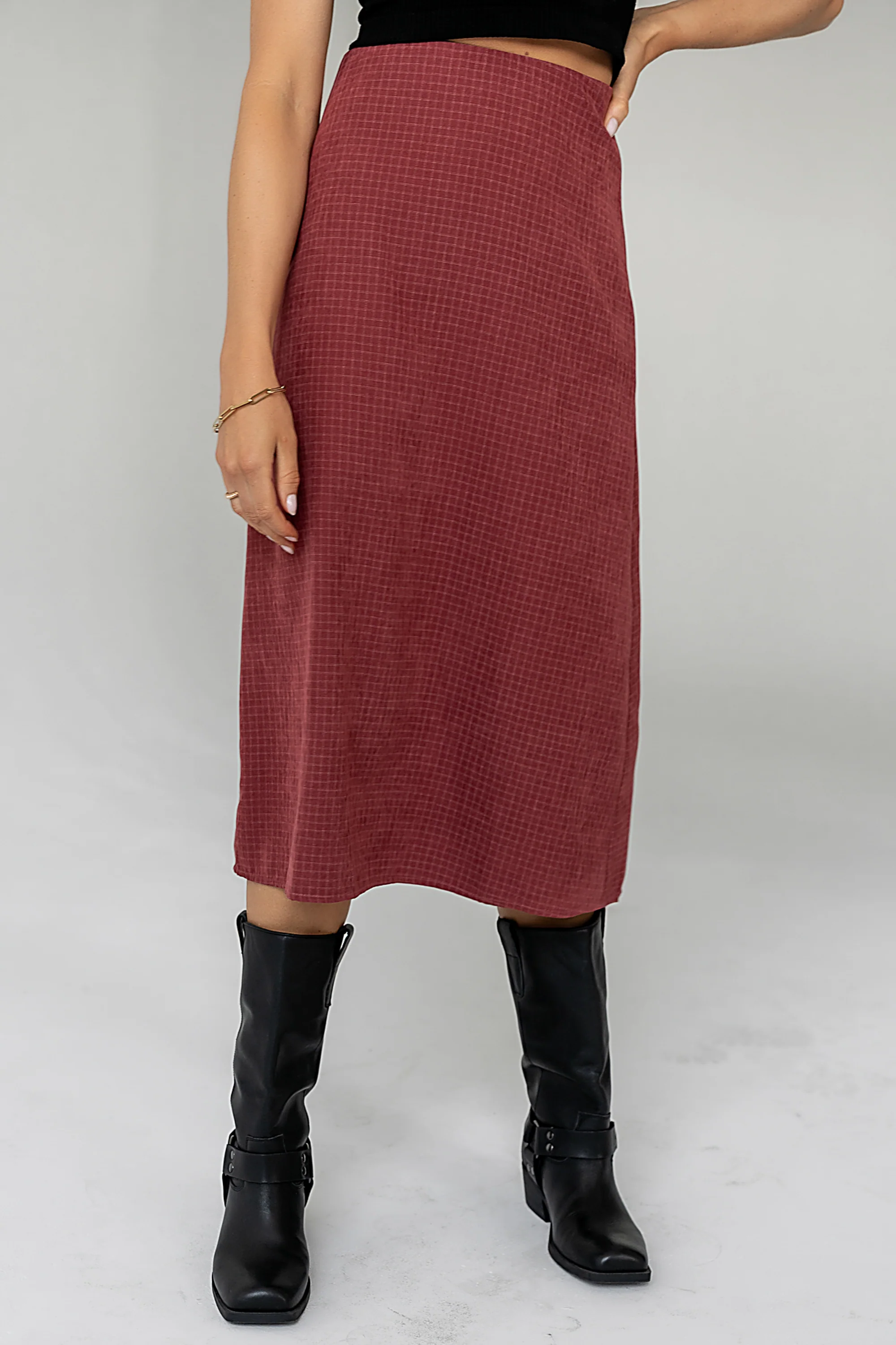 Miley Midi Skirt in Maroon - FINAL SALE - Image 6