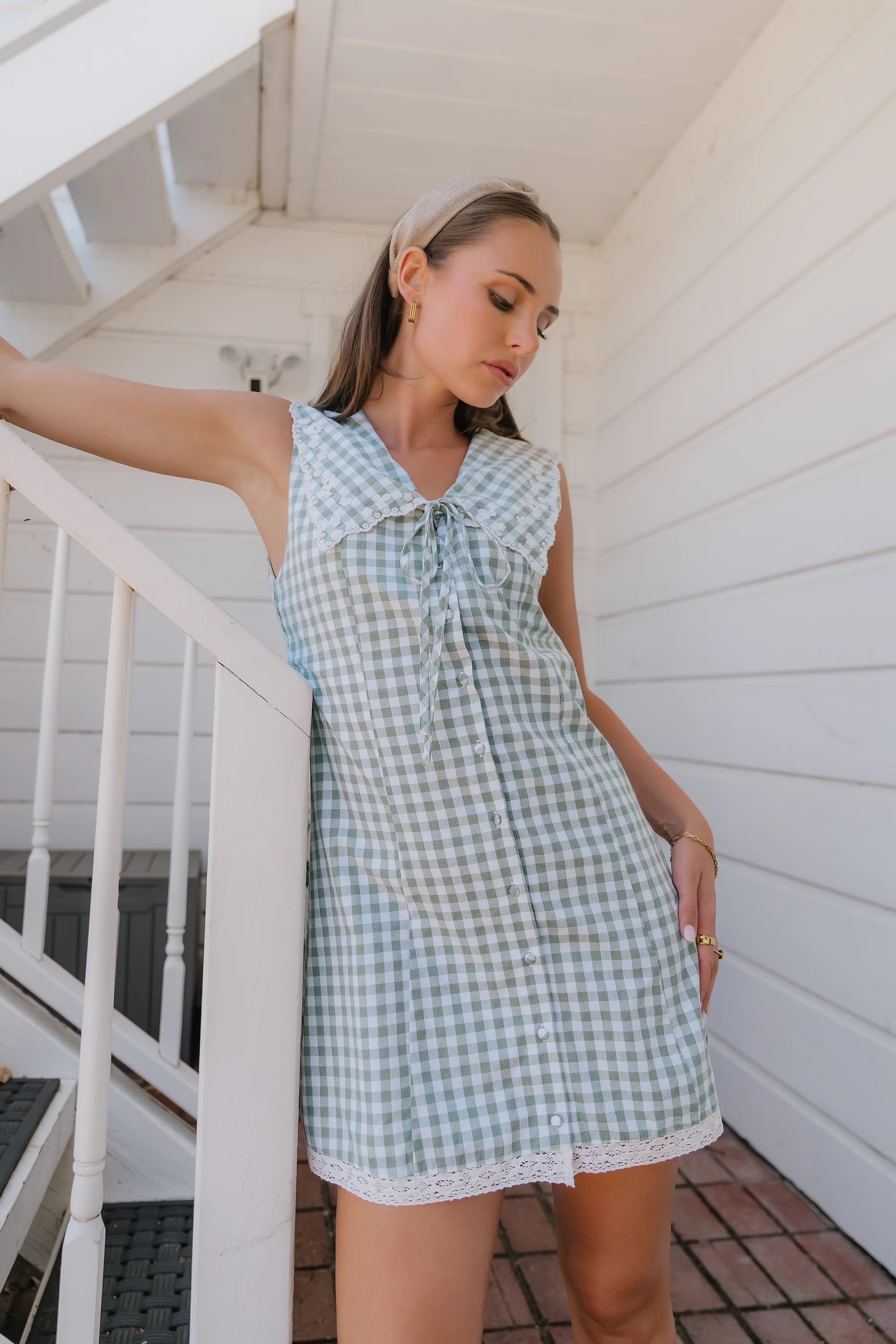 Millie Gingham Sleeveless Mini Dress - Image 10