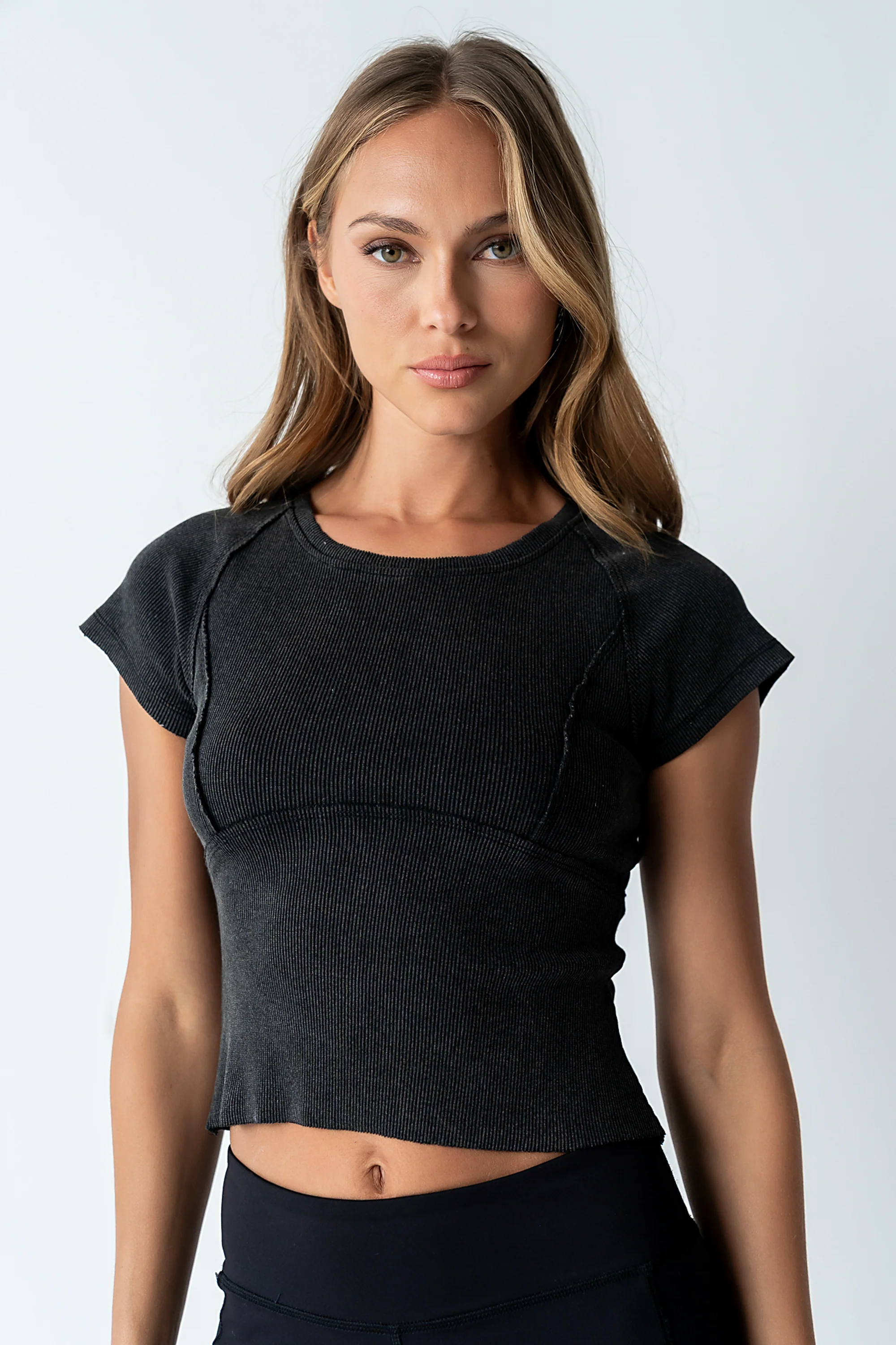 Millie Reverse Seam Top in Black - FINAL SALE
