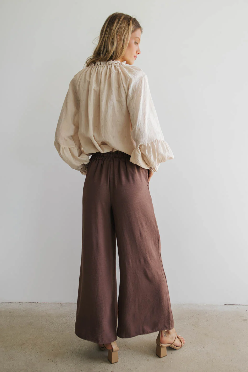 Mina Wide Leg Pants in Mocha - FINAL SALE - Image 3