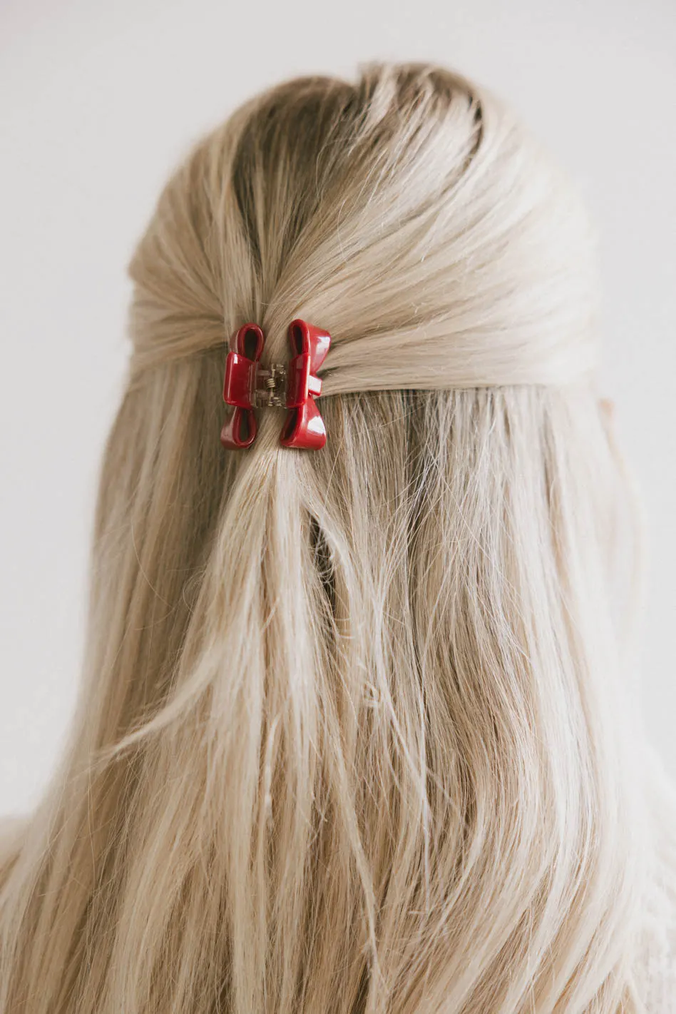 Mini Bow Claw Clip in Red - Image 3