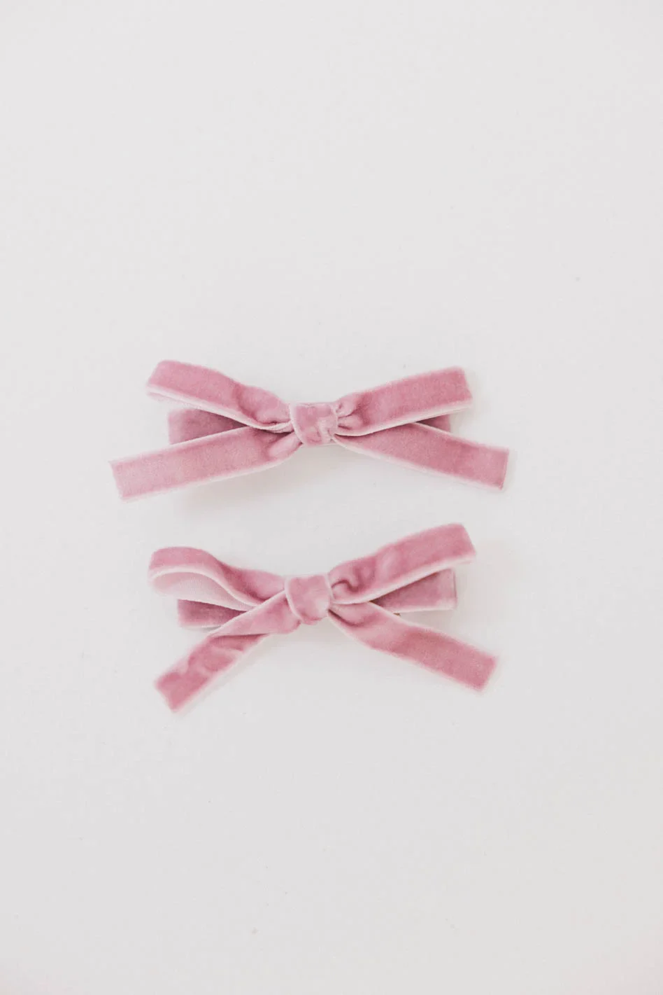Mini Velvet Bow Clip in Pink - Image 2