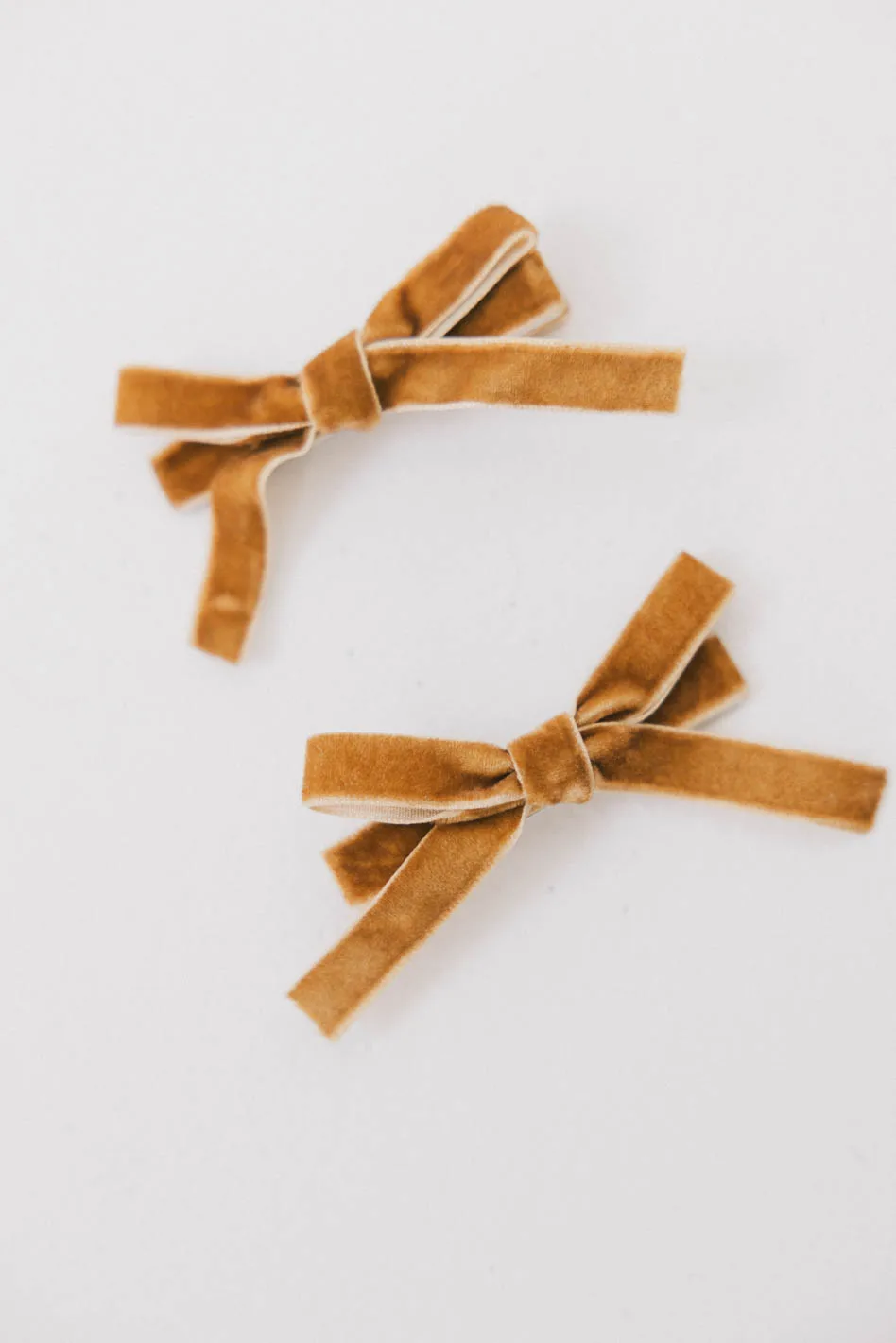Mini Velvet Bow Clip in Yellow - FINAL SALE
