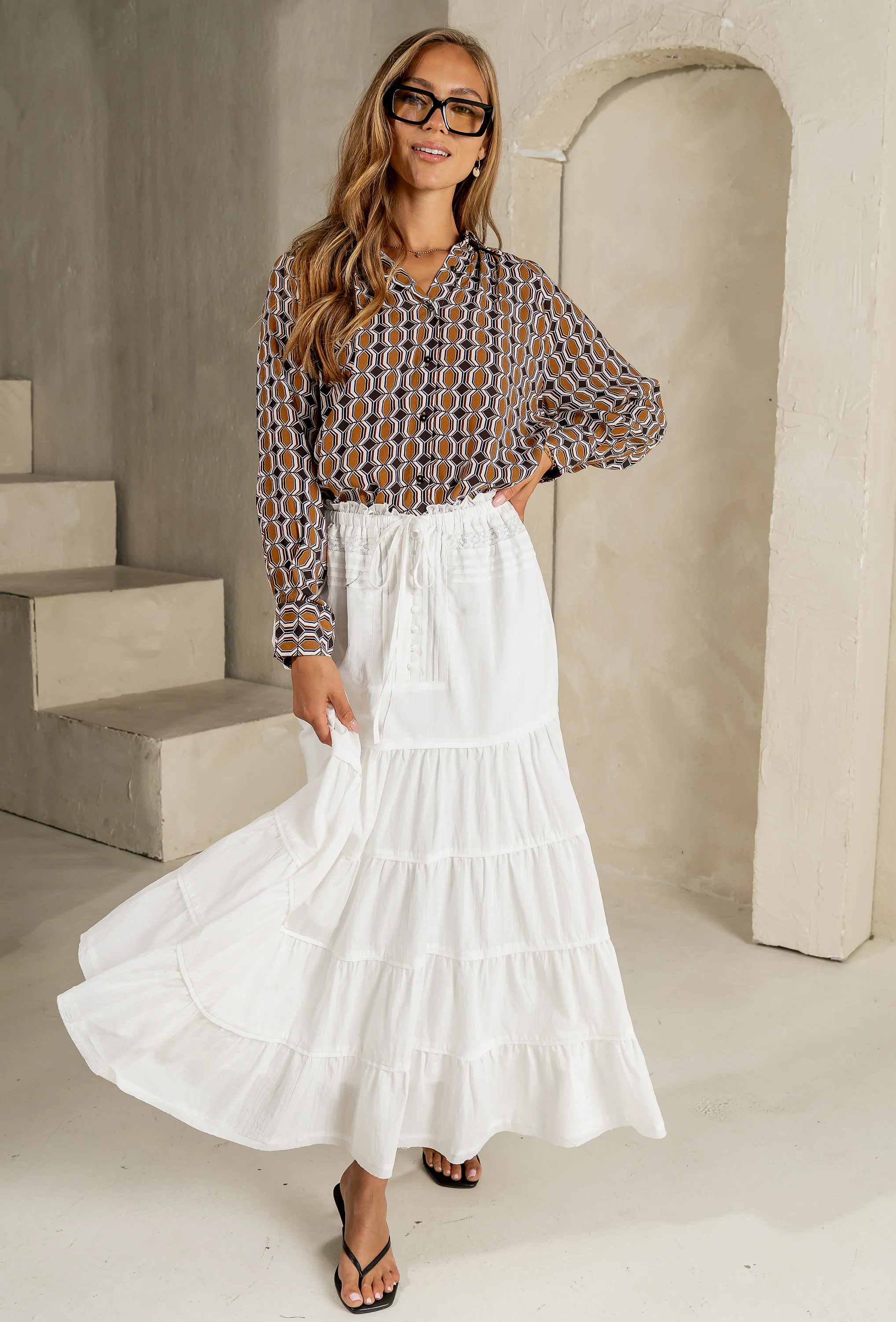 Mira Maxi Skirt in White - FINAL SALE - Image 3