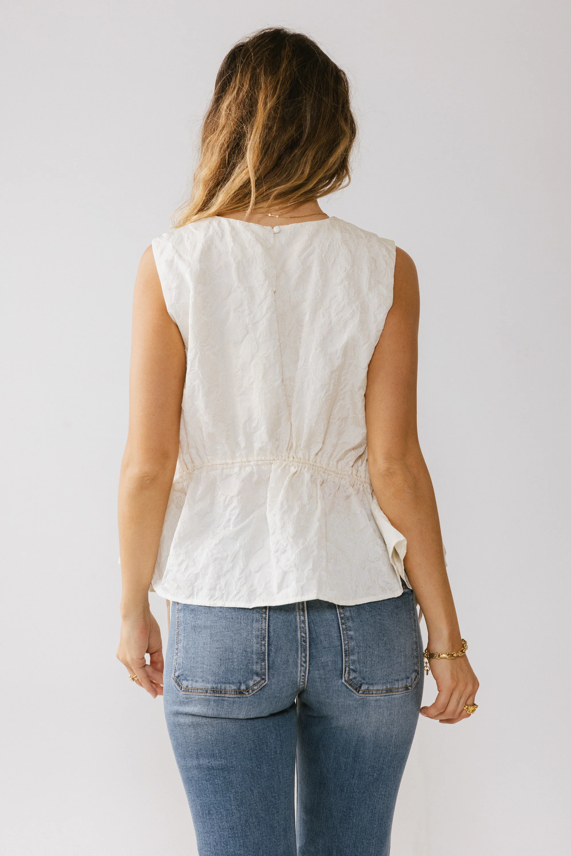 Miranda Textured Blouse in Ivory - FINAL SALE - Image 4