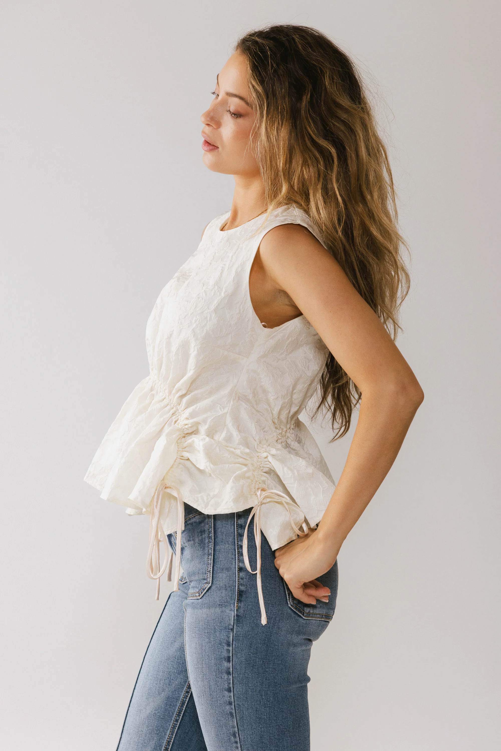 Miranda Textured Blouse in Ivory - FINAL SALE - Image 5