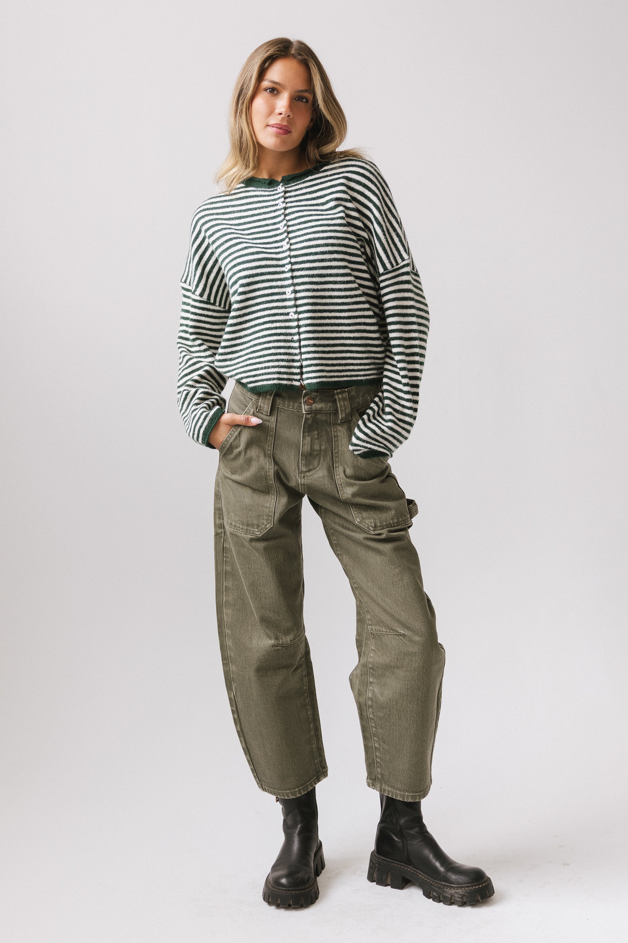 Miriam Striped Cardigan Forest - Image 5