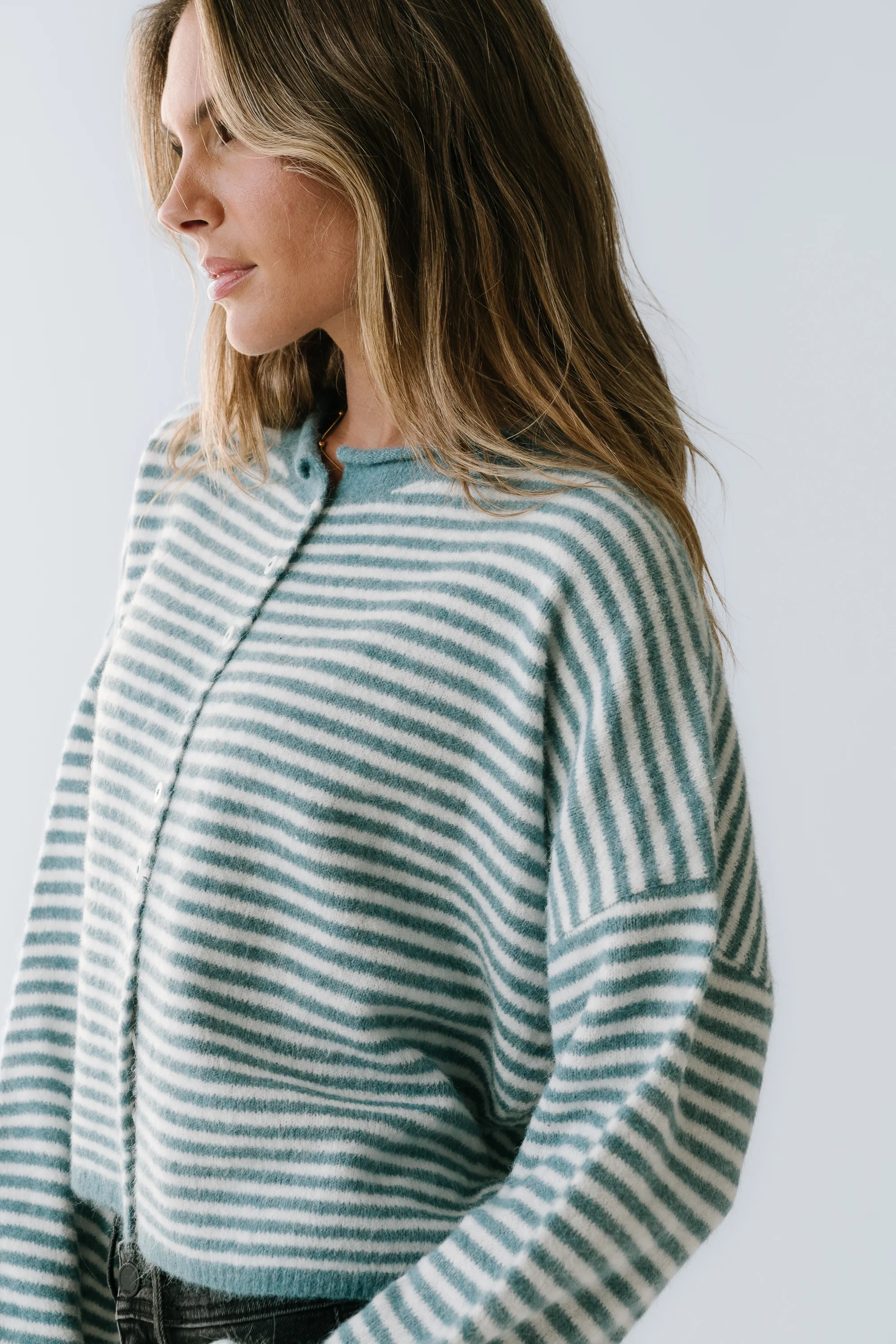 Miriam Striped Cardigan in Blue - Image 2