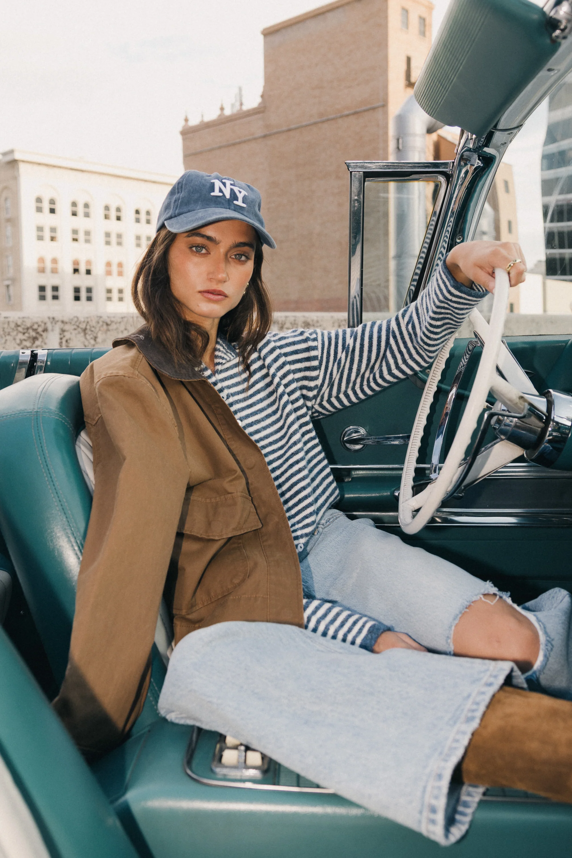 Miriam Striped Cardigan in Denim - Image 6