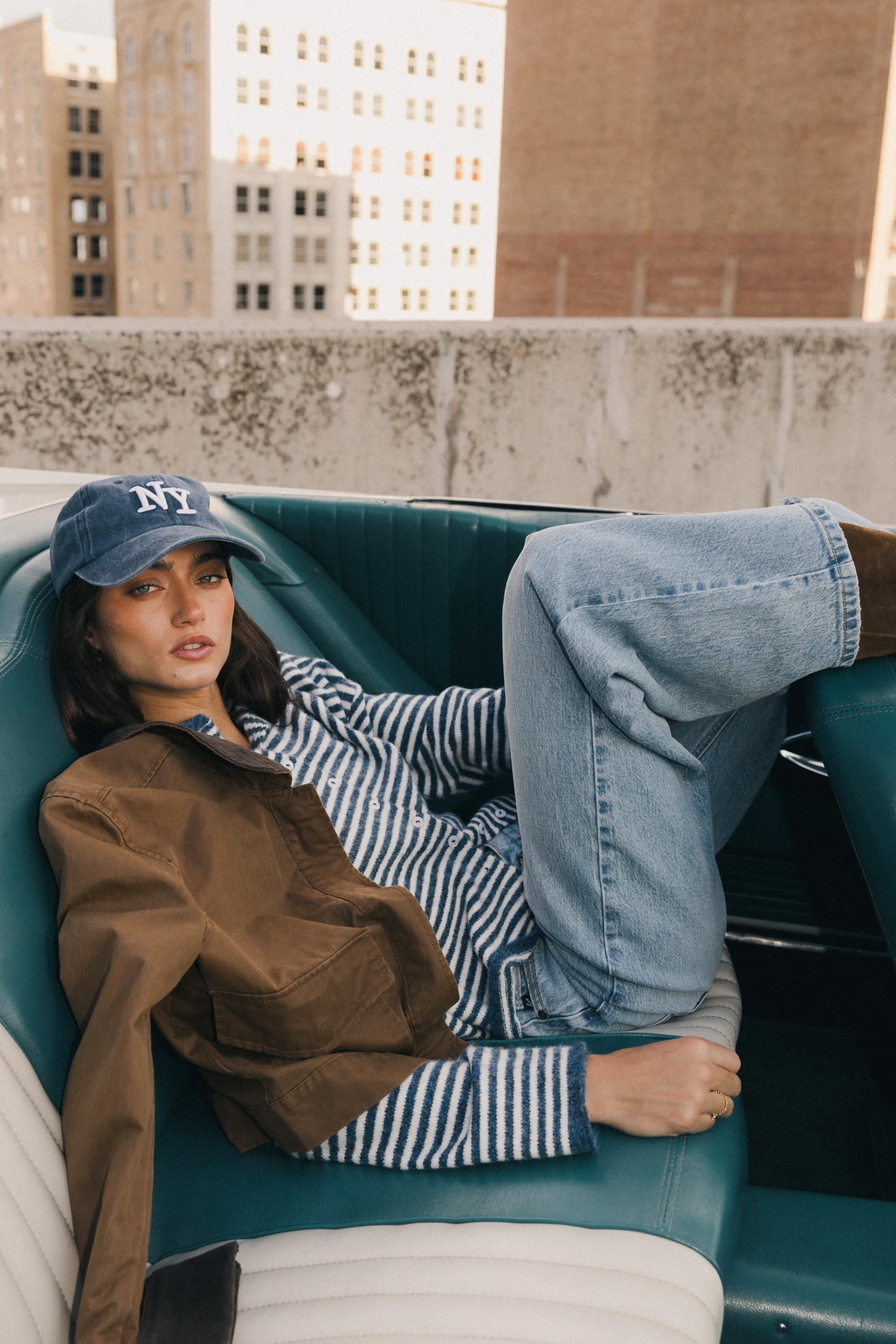 Miriam Striped Cardigan in Denim - Image 7