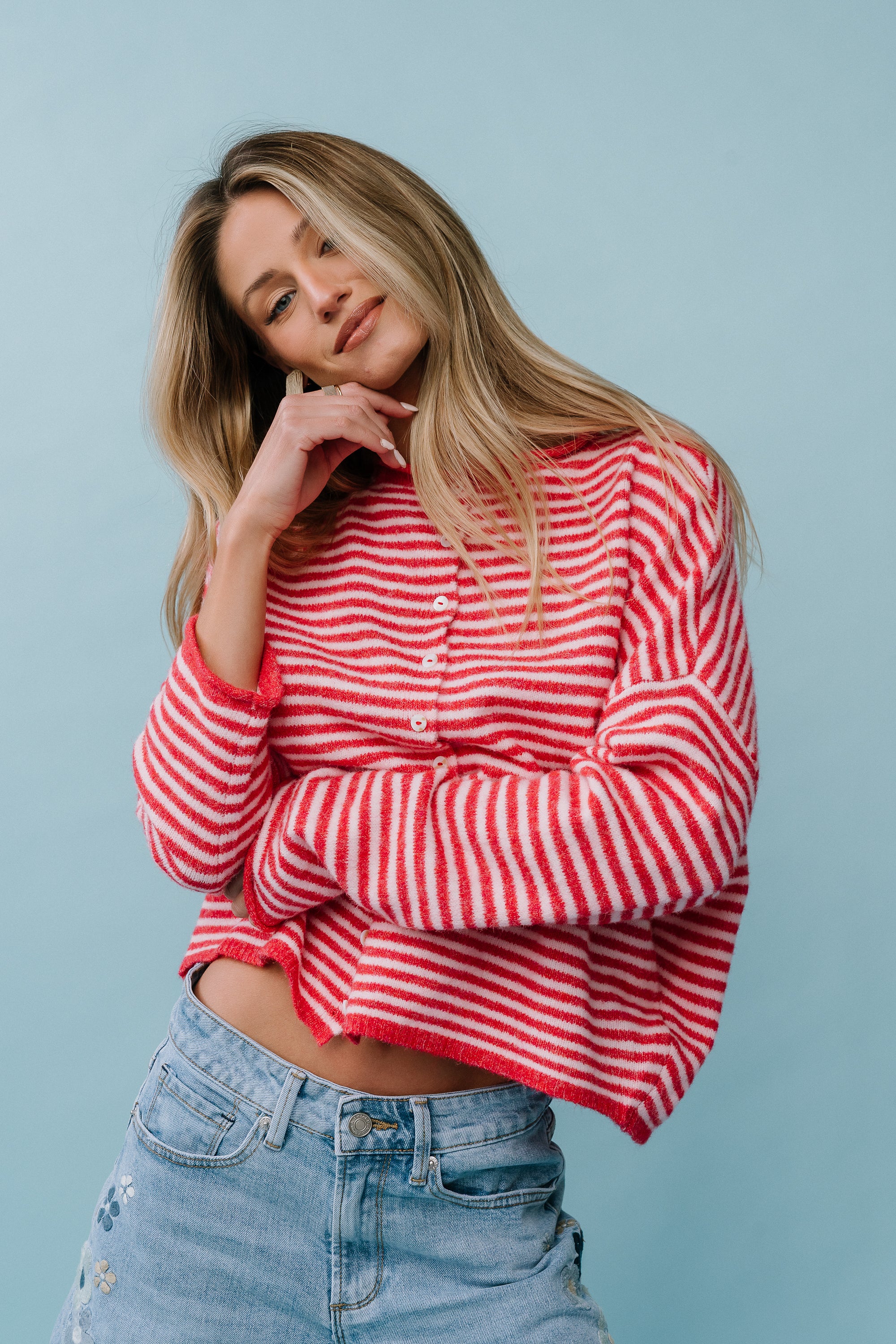 Miriam Striped Cardigan in Pink - Image 3