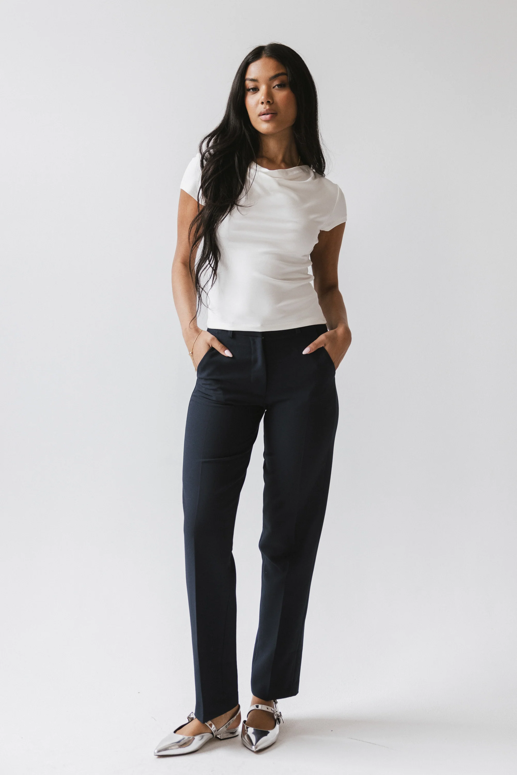 Mitchel Straight Leg Trouser in Navy - Image 6